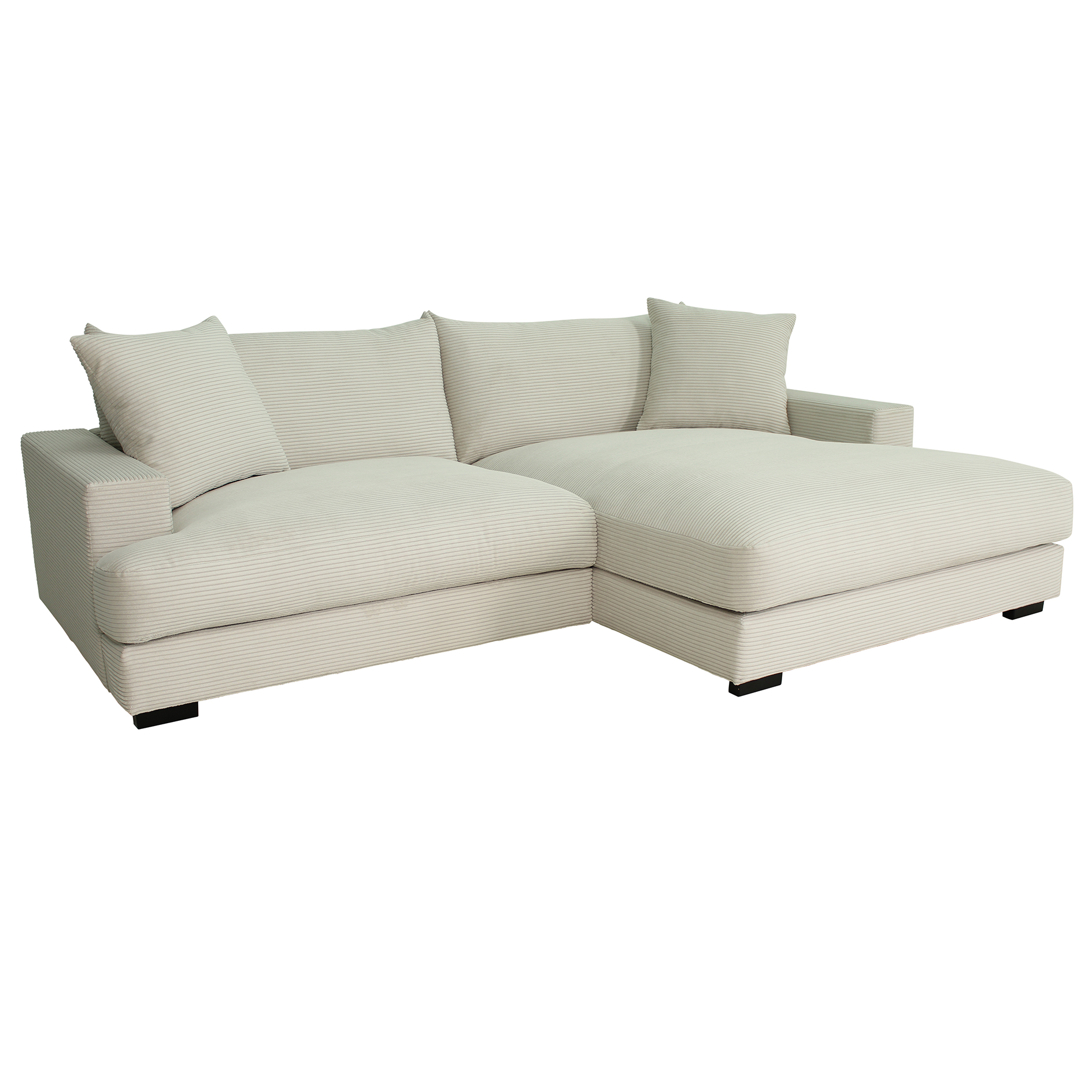 Ecksofa - beige - Cord - Recamiere rechts