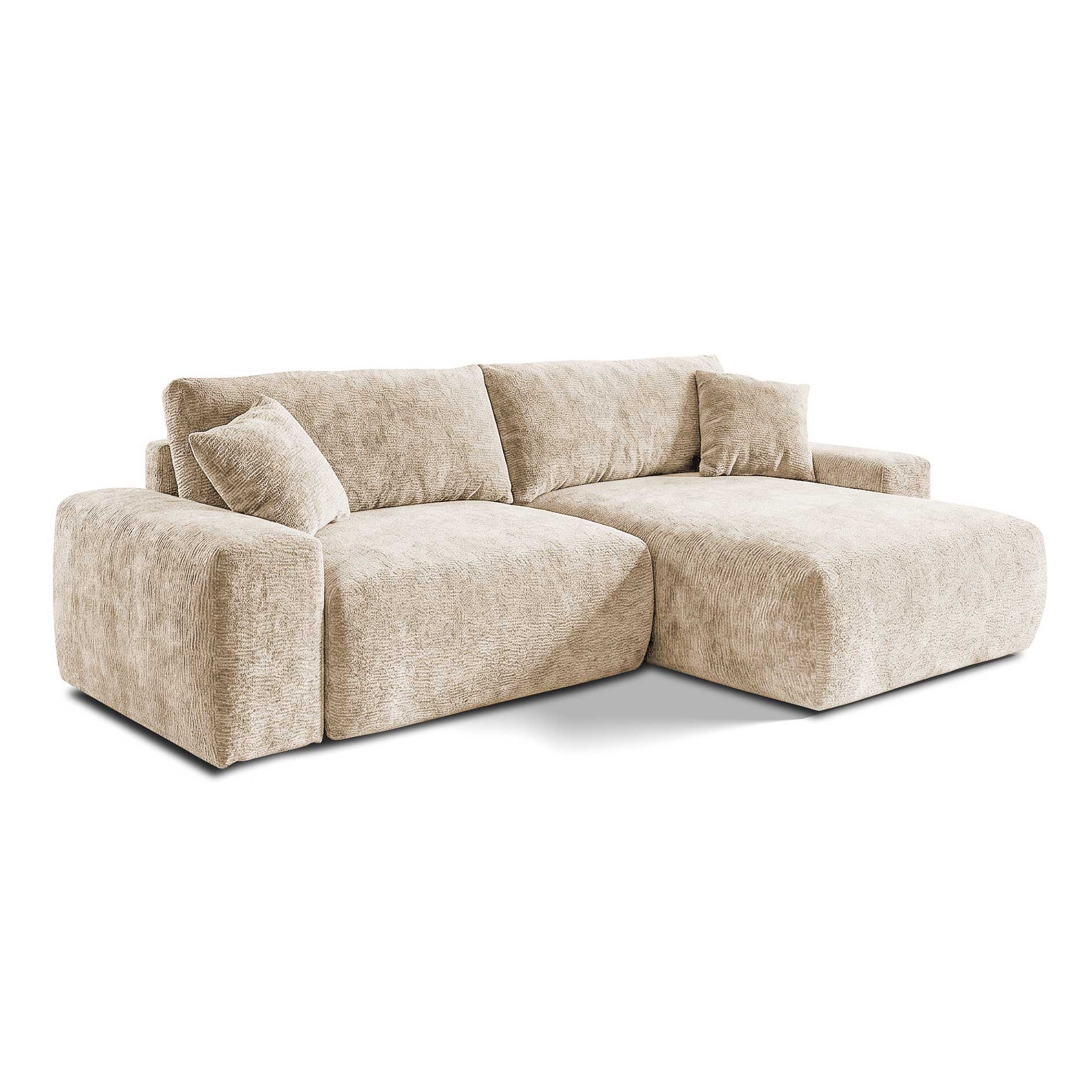 Ecksofa - beige - Liegefunktion - Staukasten - Chenille