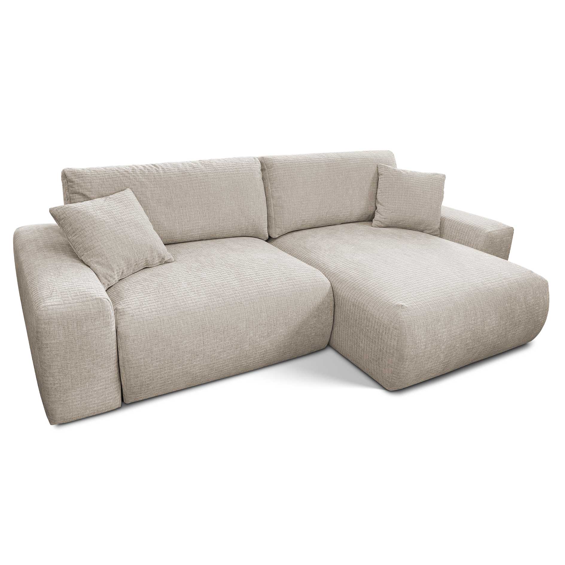 Ecksofa - beige - Liegefunktion - Staukasten - Chenille