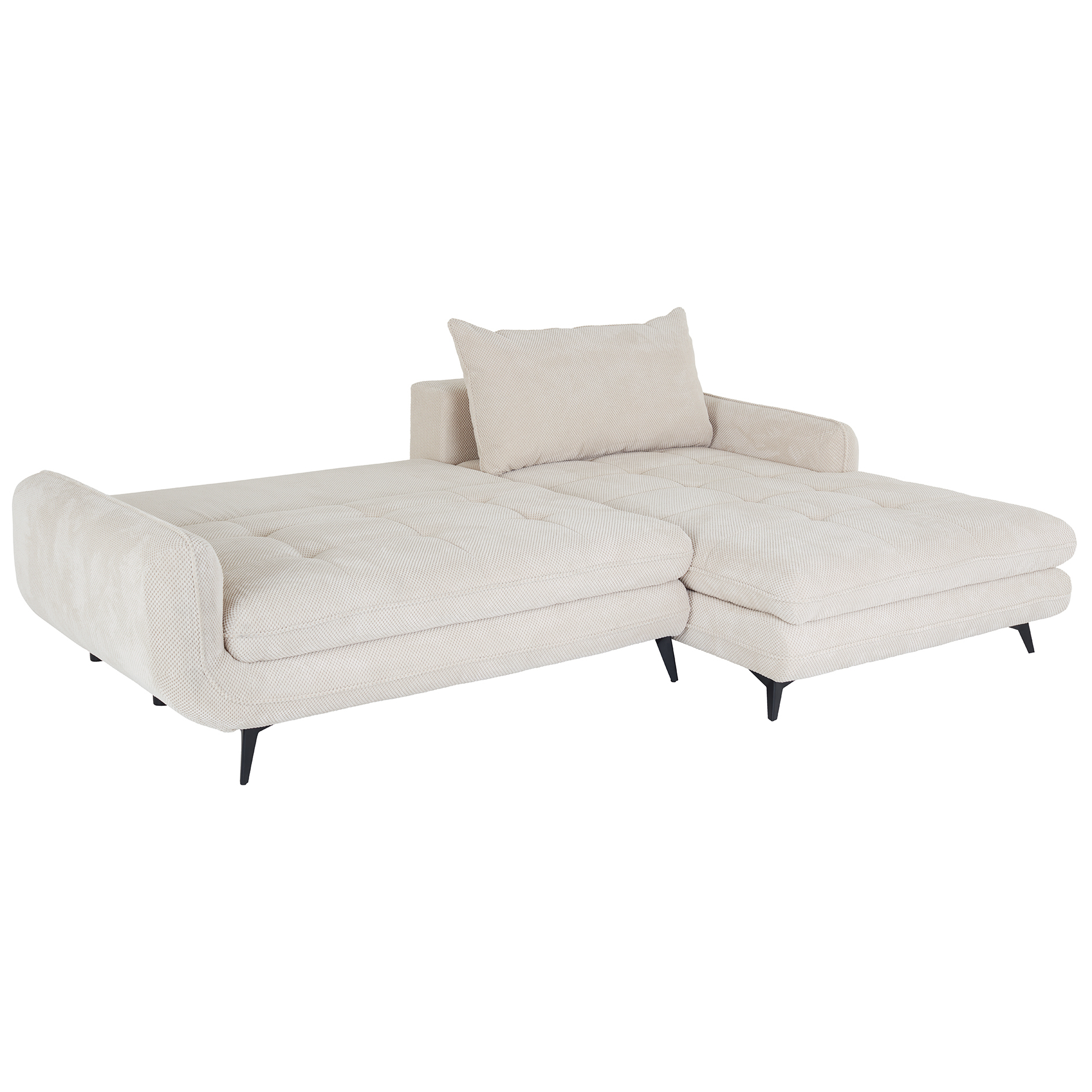 Ecksofa - beige - Liegefunktion und Staukasten - Ottomane rechts