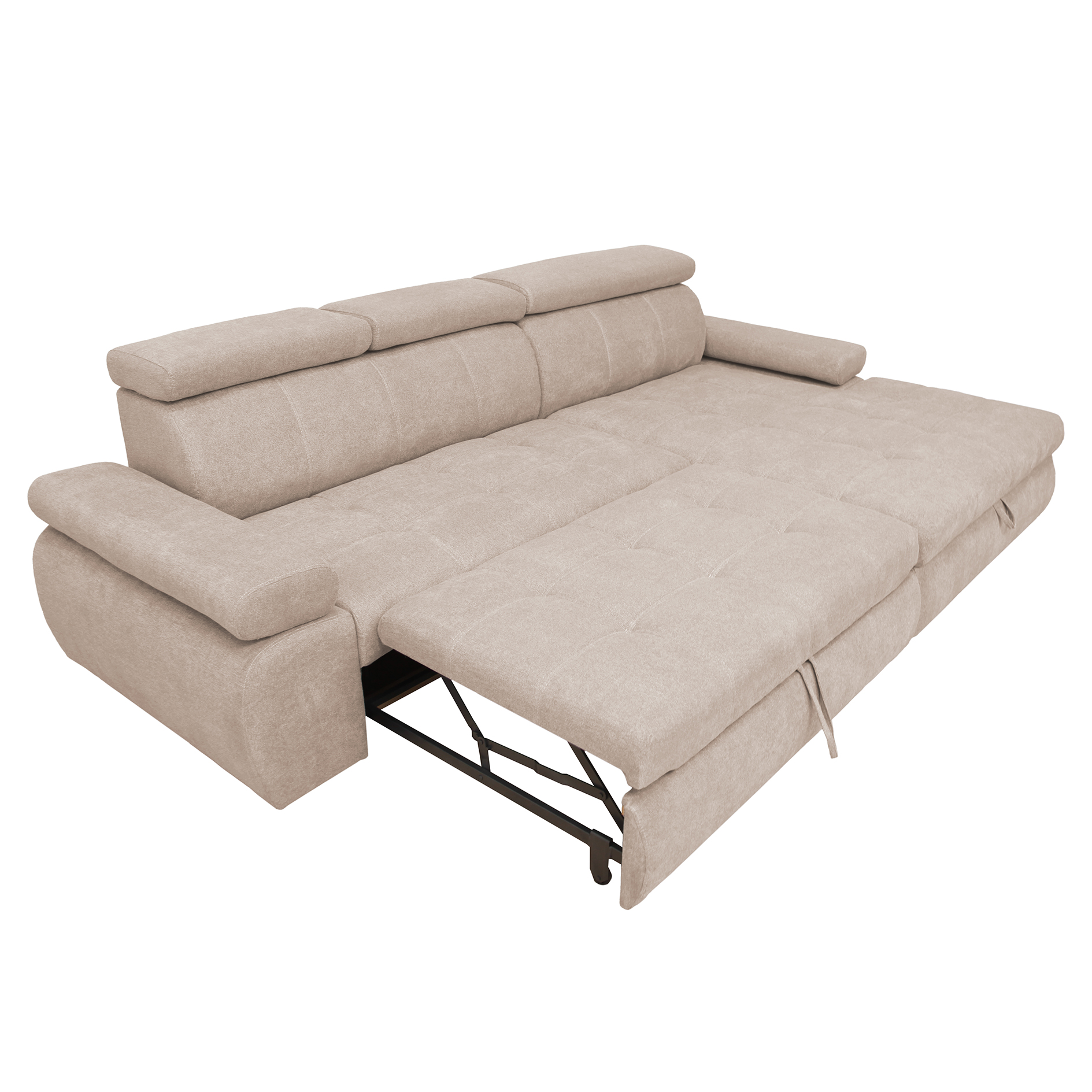 Ecksofa - beige - Liegefunktion und Staukasten - Ottomane rechts