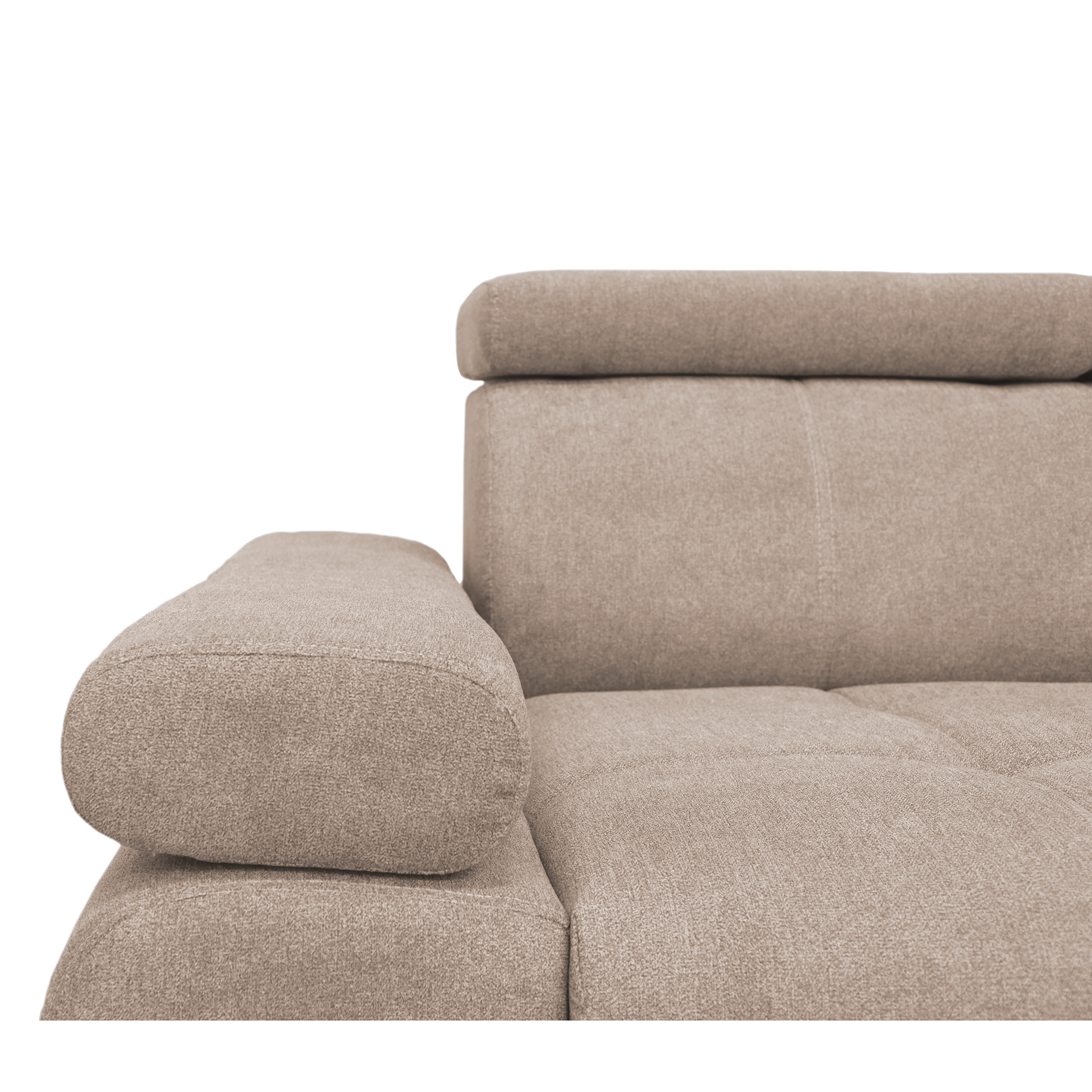 Ecksofa - beige - Liegefunktion und Staukasten - Ottomane rechts
