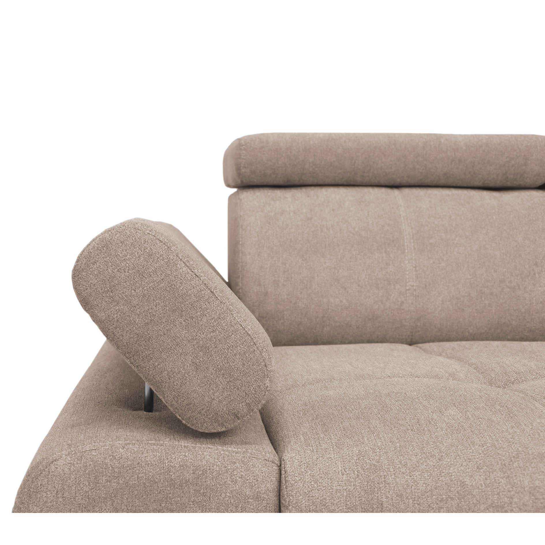 Ecksofa - beige - Liegefunktion und Staukasten - Ottomane rechts