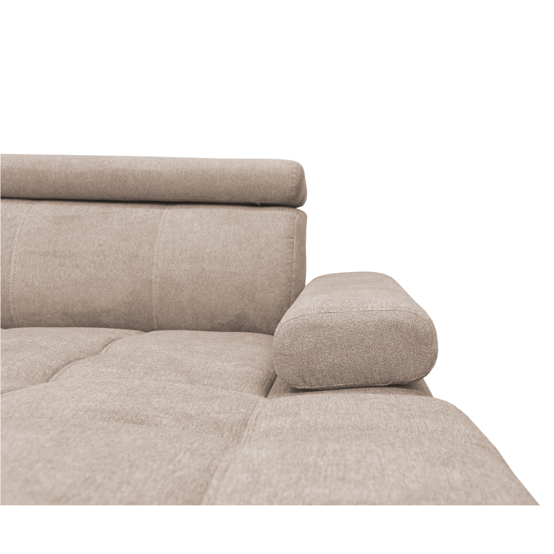Ecksofa - beige - Liegefunktion und Staukasten - Ottomane rechts