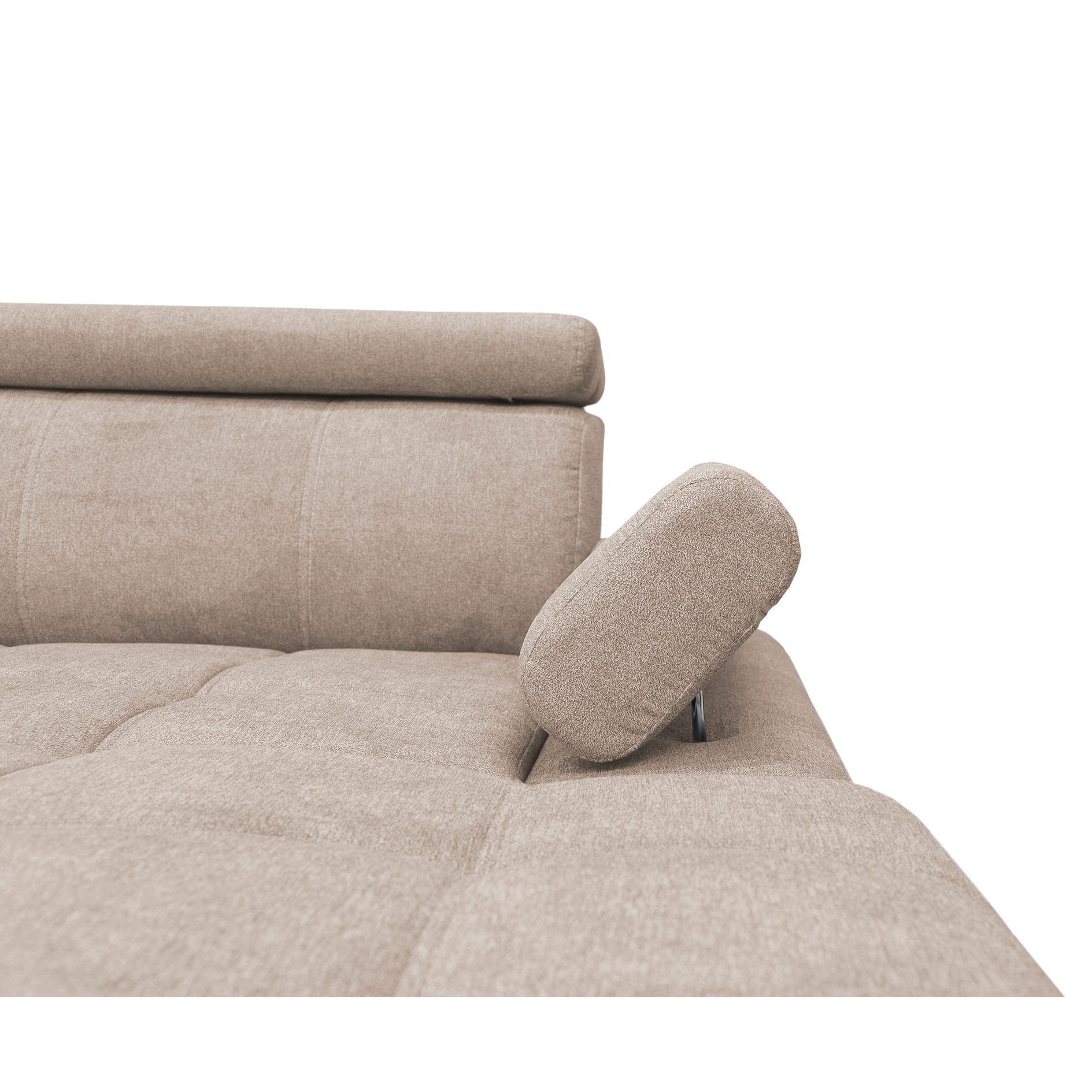 Ecksofa - beige - Liegefunktion und Staukasten - Ottomane rechts