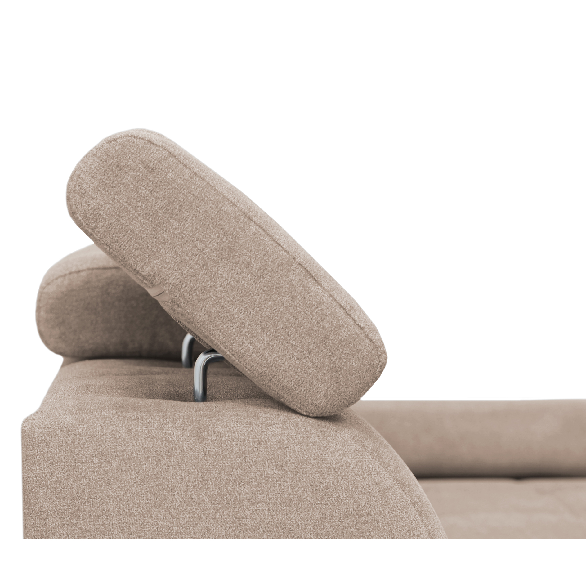 Ecksofa - beige - Liegefunktion und Staukasten - Ottomane rechts