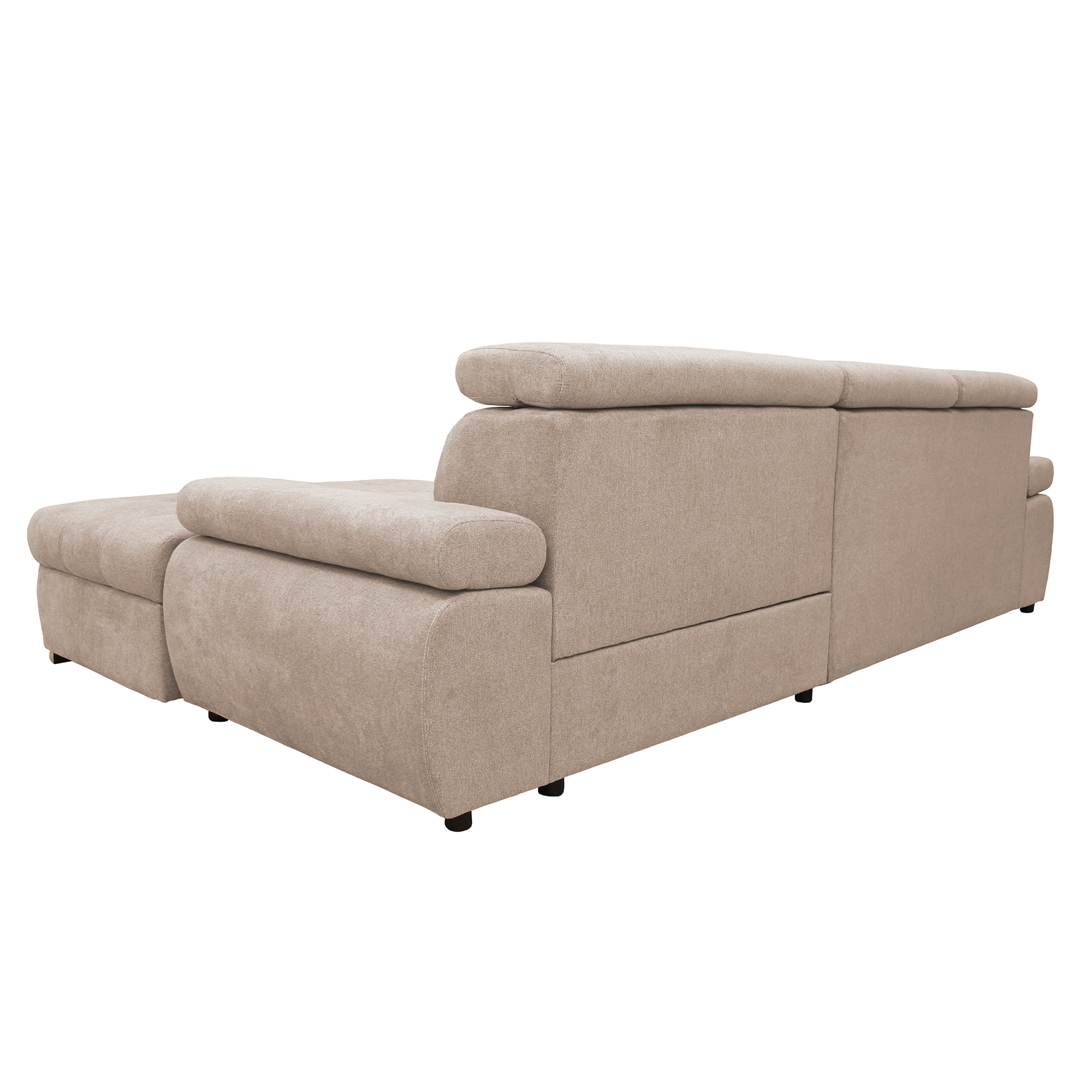Ecksofa - beige - Liegefunktion und Staukasten - Ottomane rechts