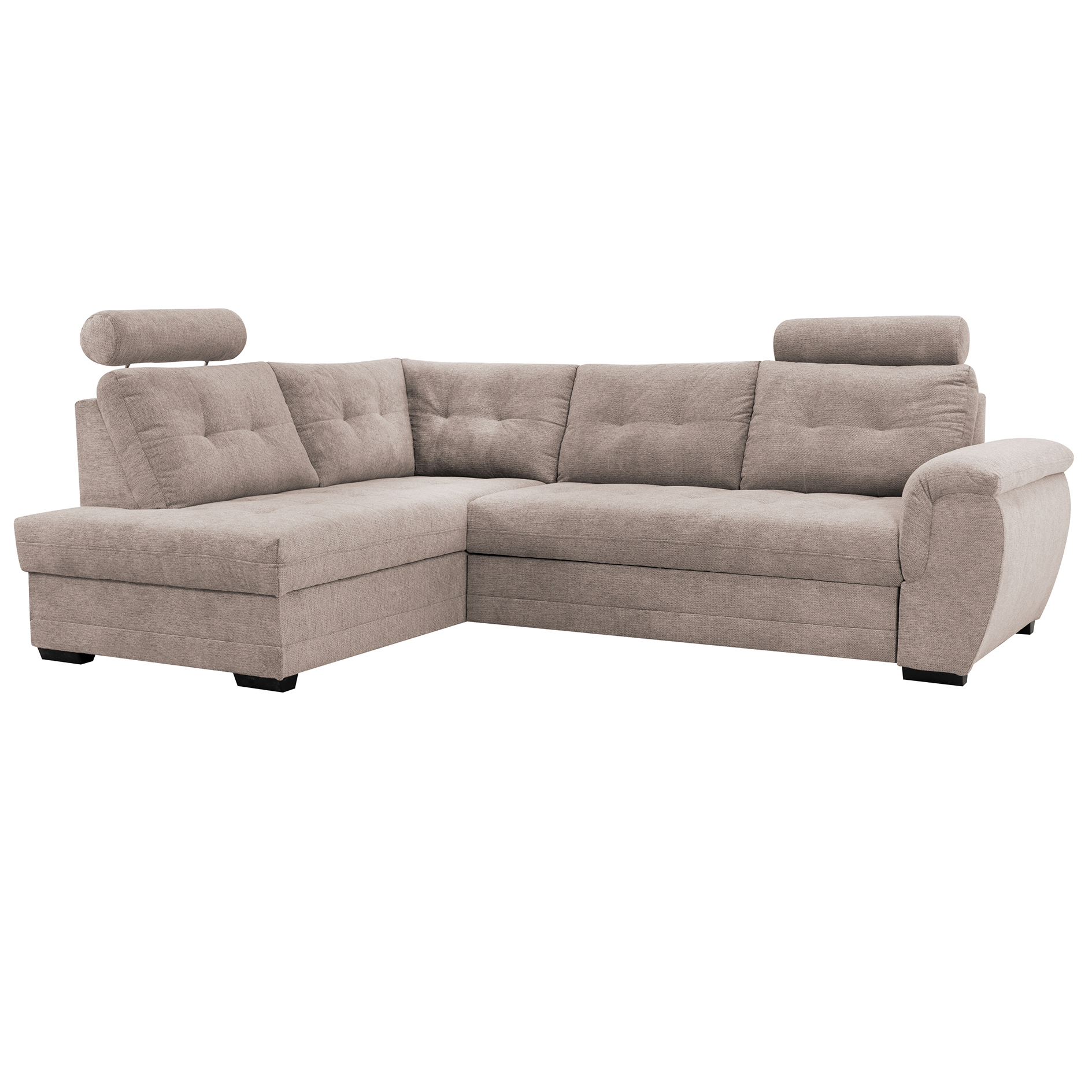 Ecksofa - beige - Microfaser - Liegefunktion - Staukasten links