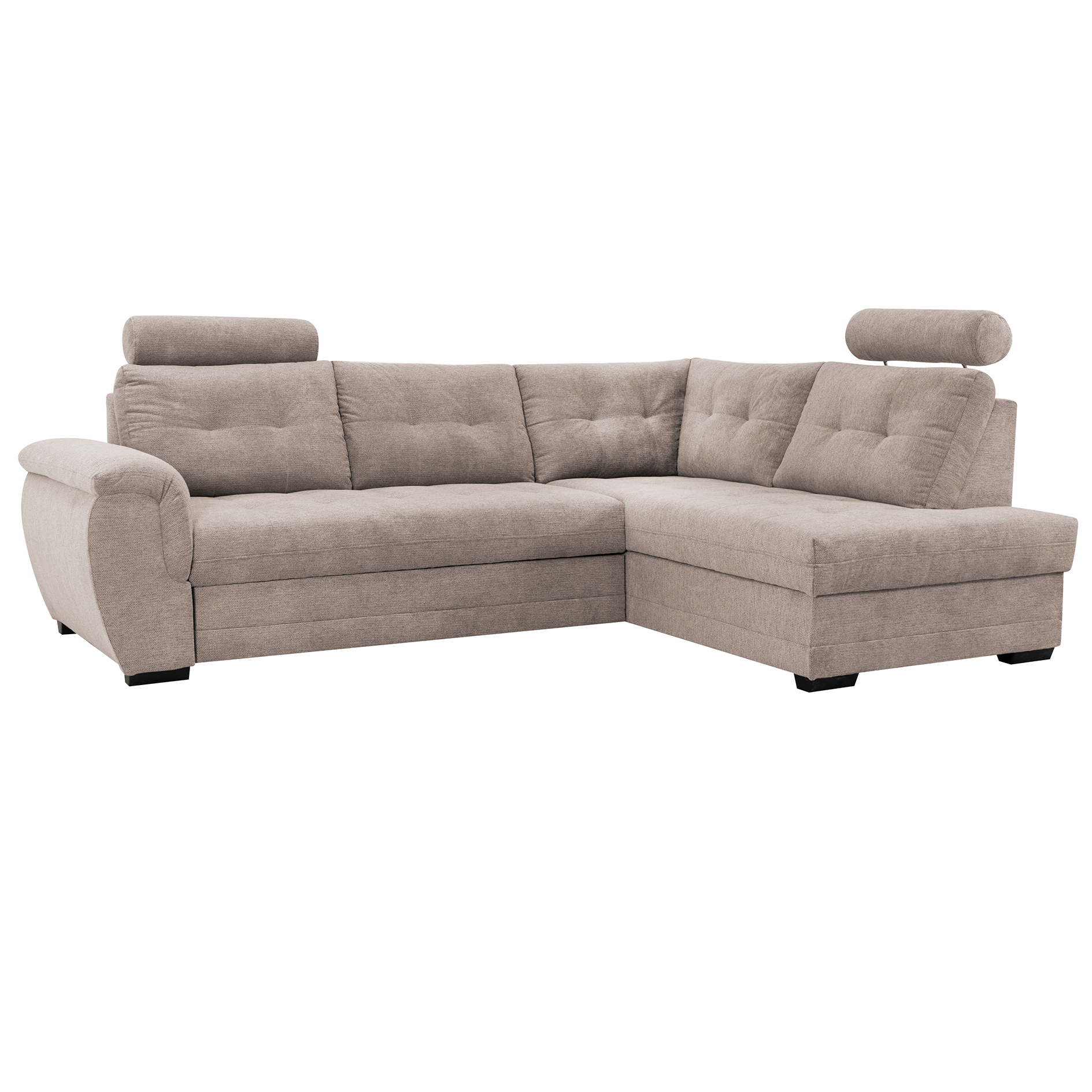 Ecksofa - beige - Microfaser - Liegefunktion - Staukasten rechts