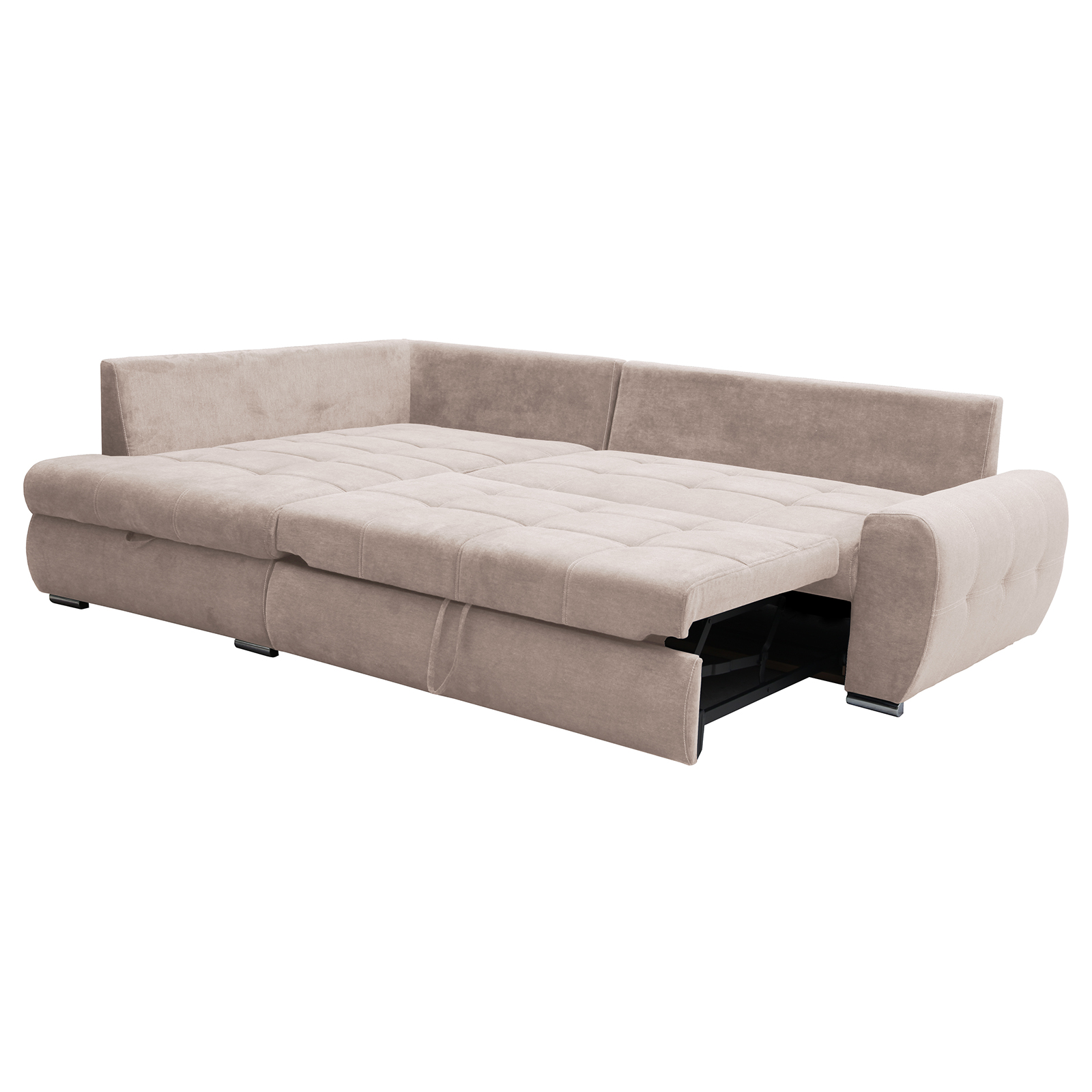 Ecksofa - beige - mit Liegefunktion und Staukasten - Recamiere links