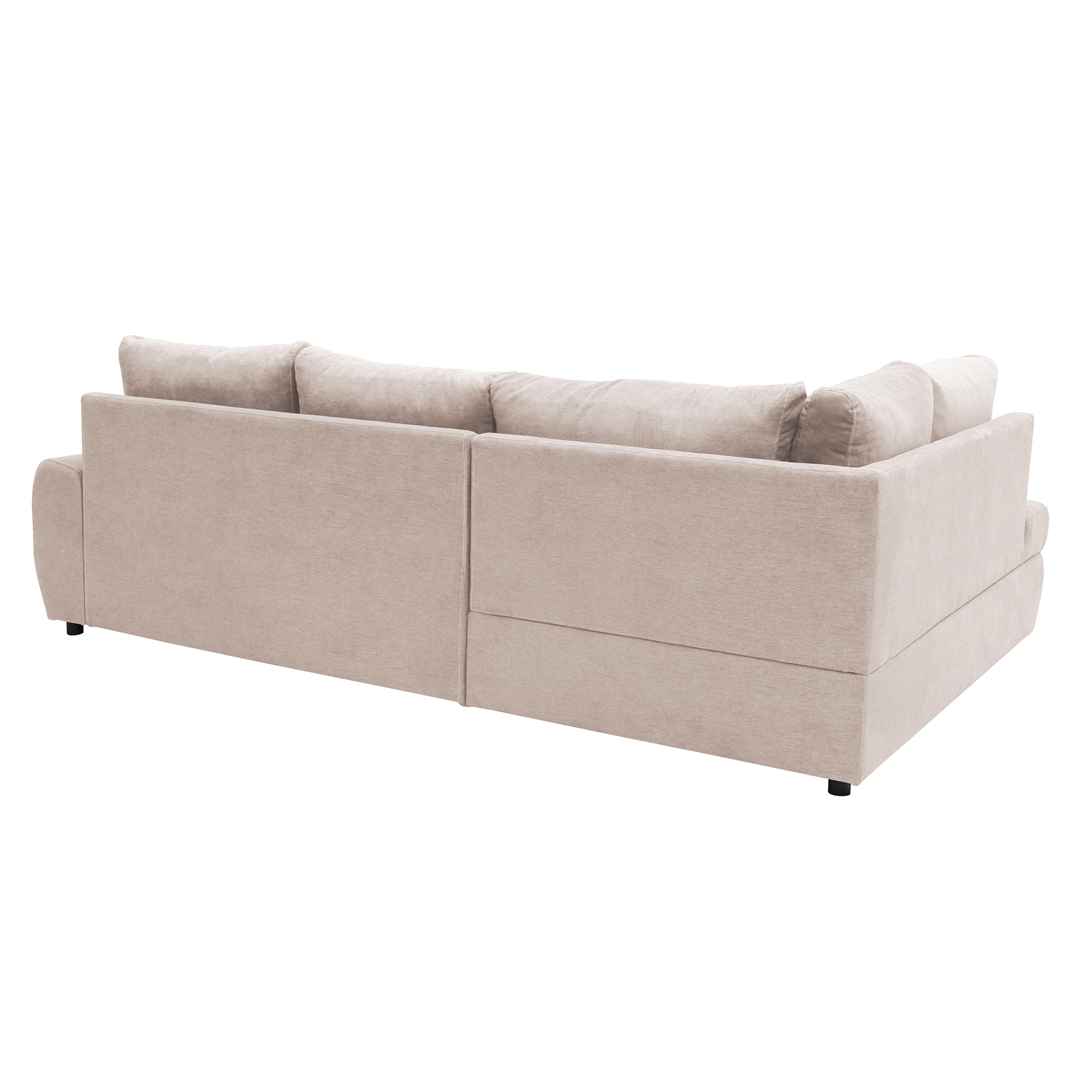Ecksofa - beige - mit Liegefunktion und Staukasten - Recamiere links