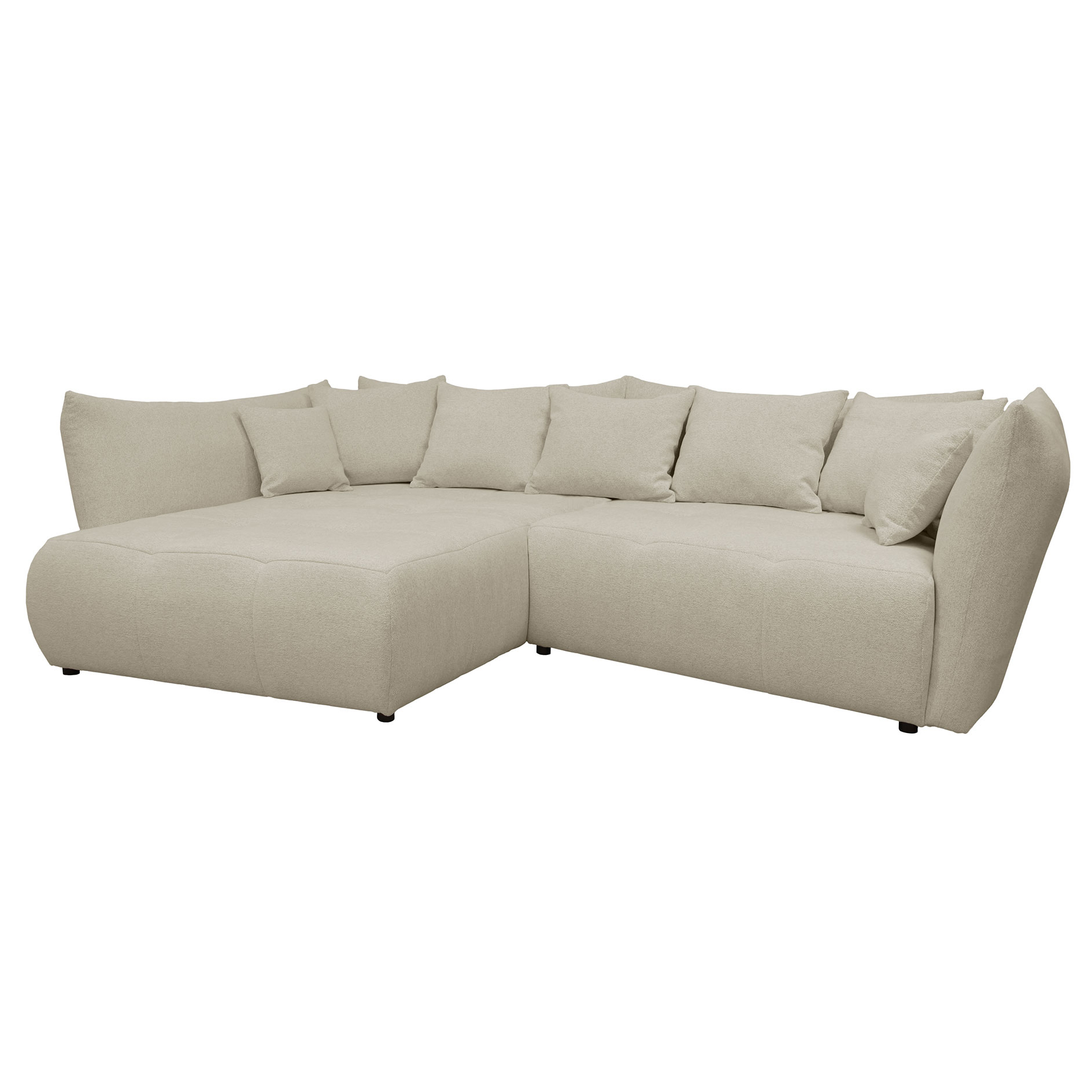Ecksofa - beige - Velours - Ottomane links