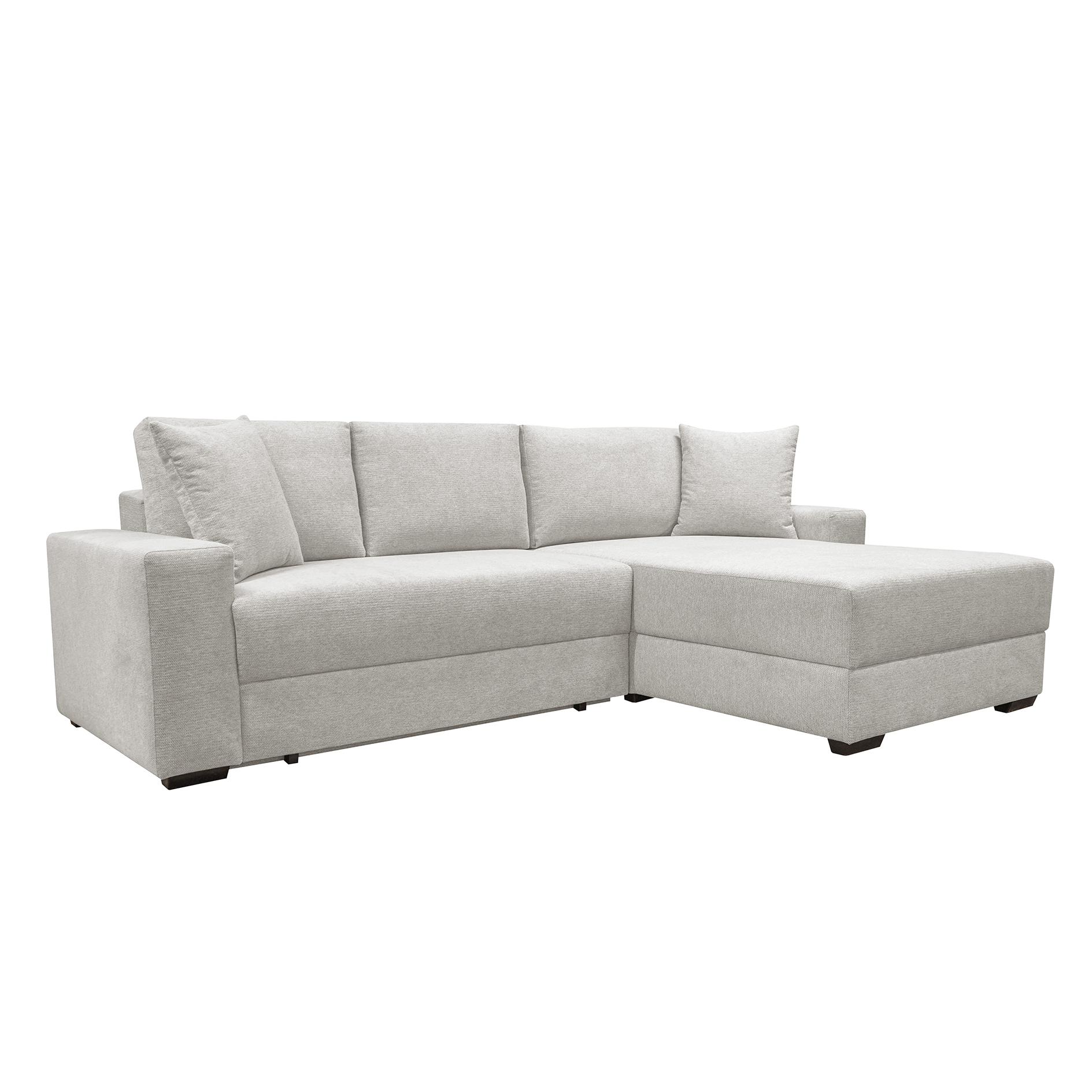 Ecksofa - beige - Webstoff - Dauerschläfer mit Staukasten