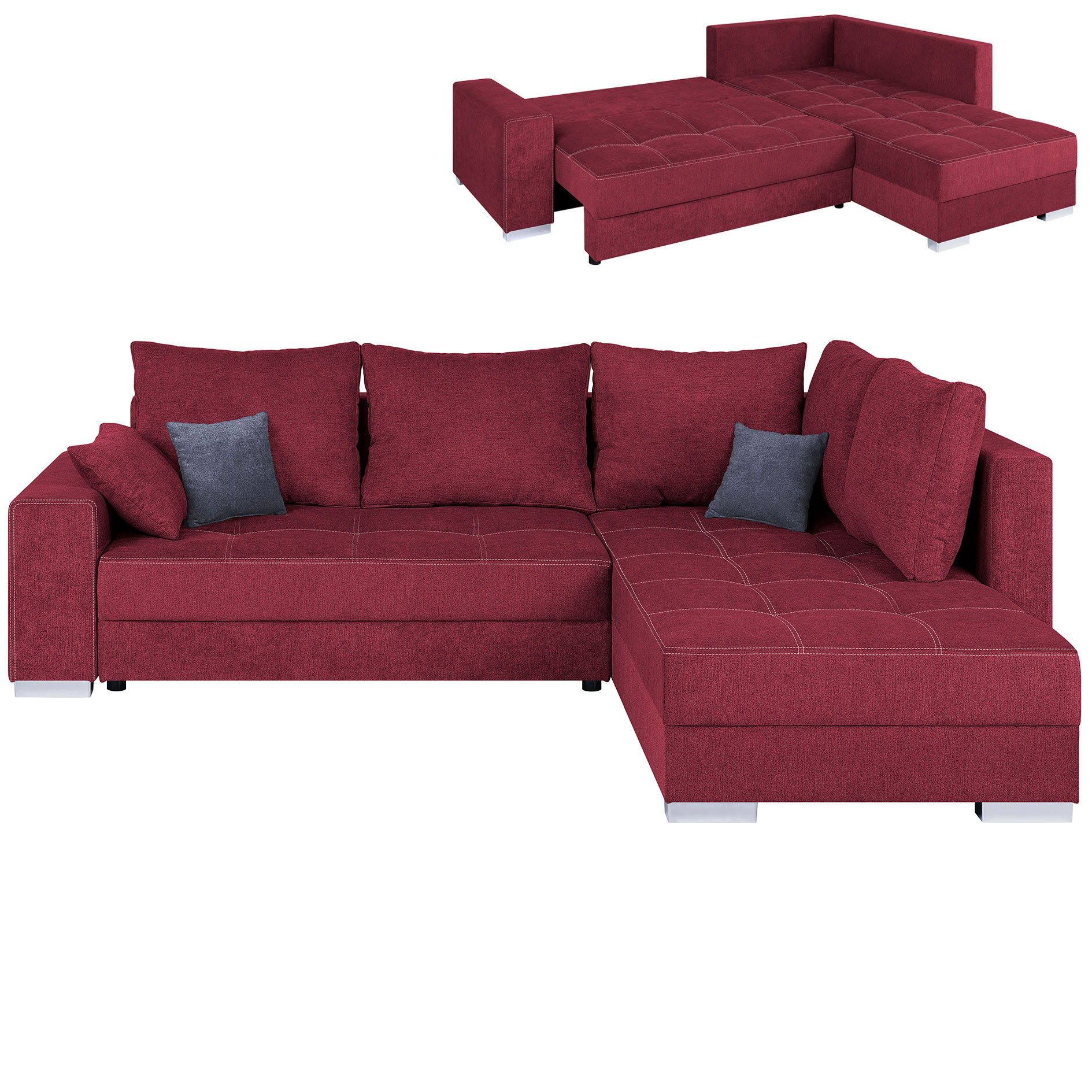 Ecksofa - berry - Microfaser - mit Liegefunktion
