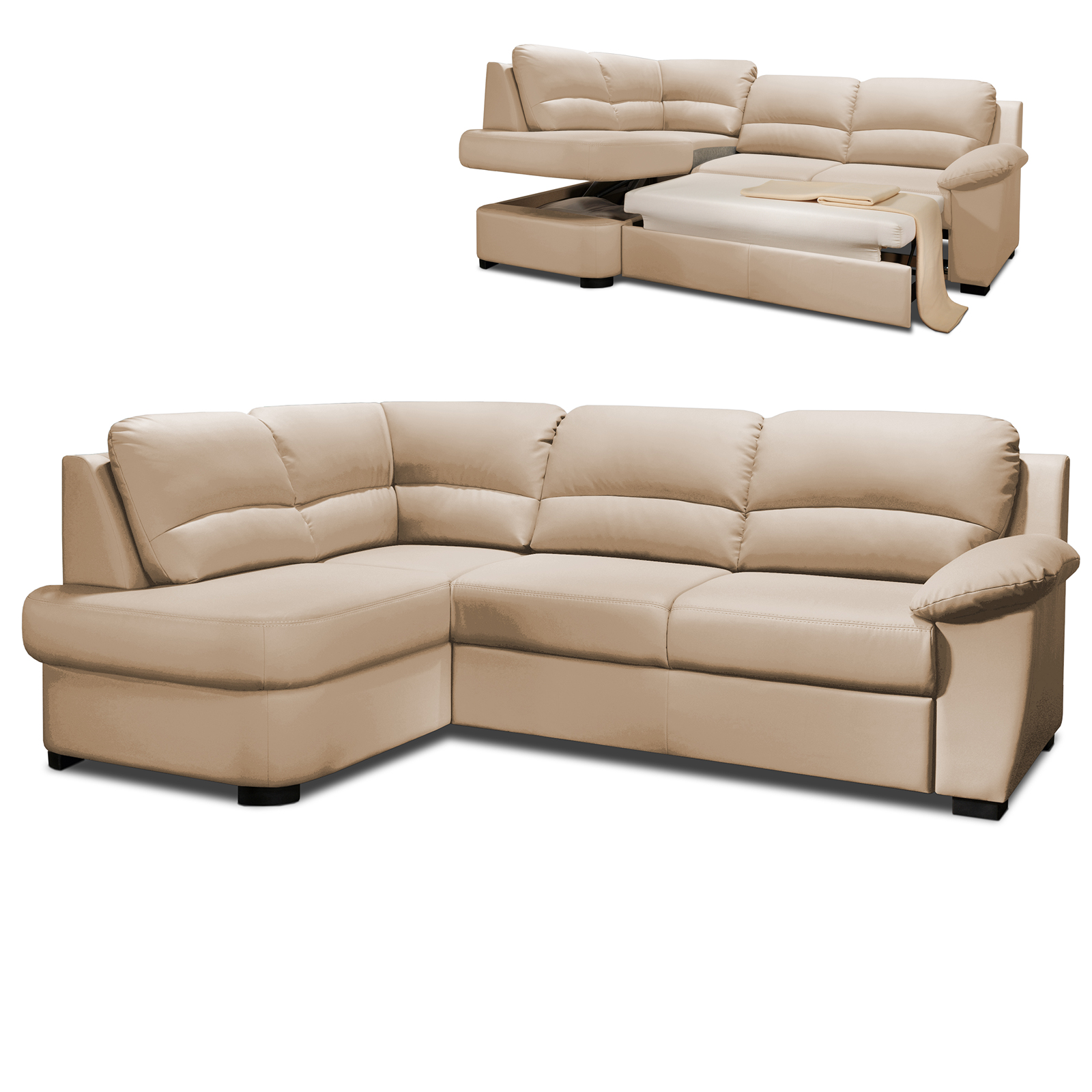 Ecksofa - biscuit - Kunstleder - Liegefunktion - Ottomane links