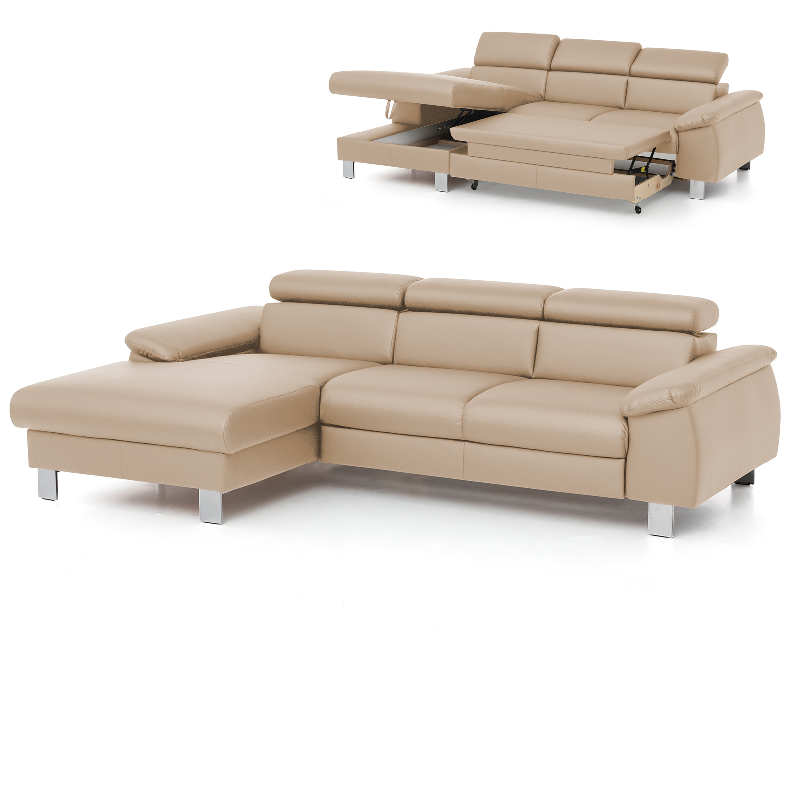 Ecksofa - biscuit - Liegefunktion - Recamiere links