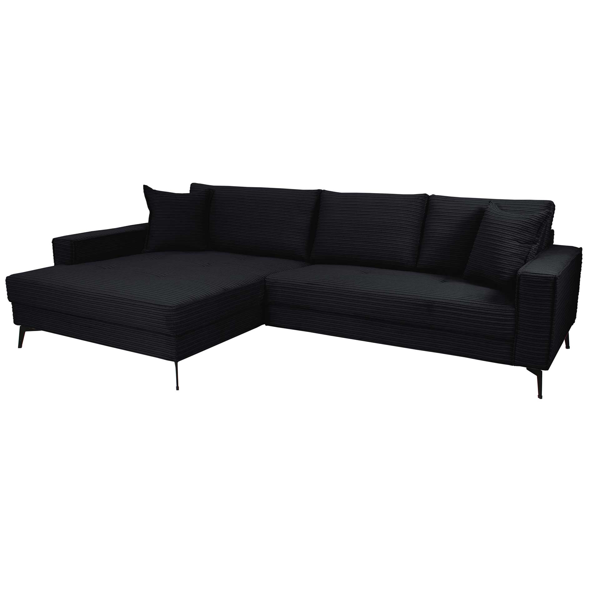 Ecksofa - black - Cord - Recamiere links