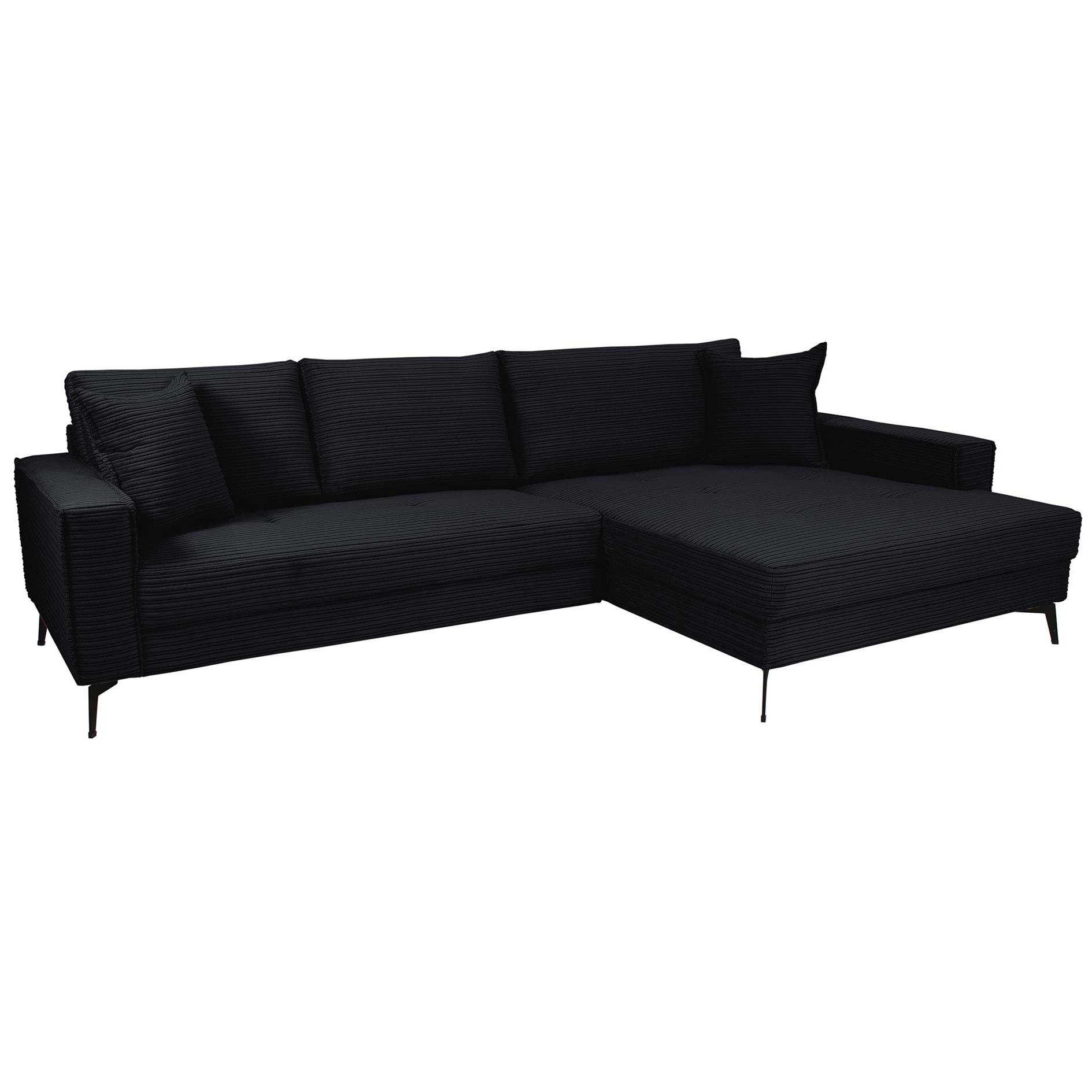 Ecksofa - black - Cord - Recamiere rechts