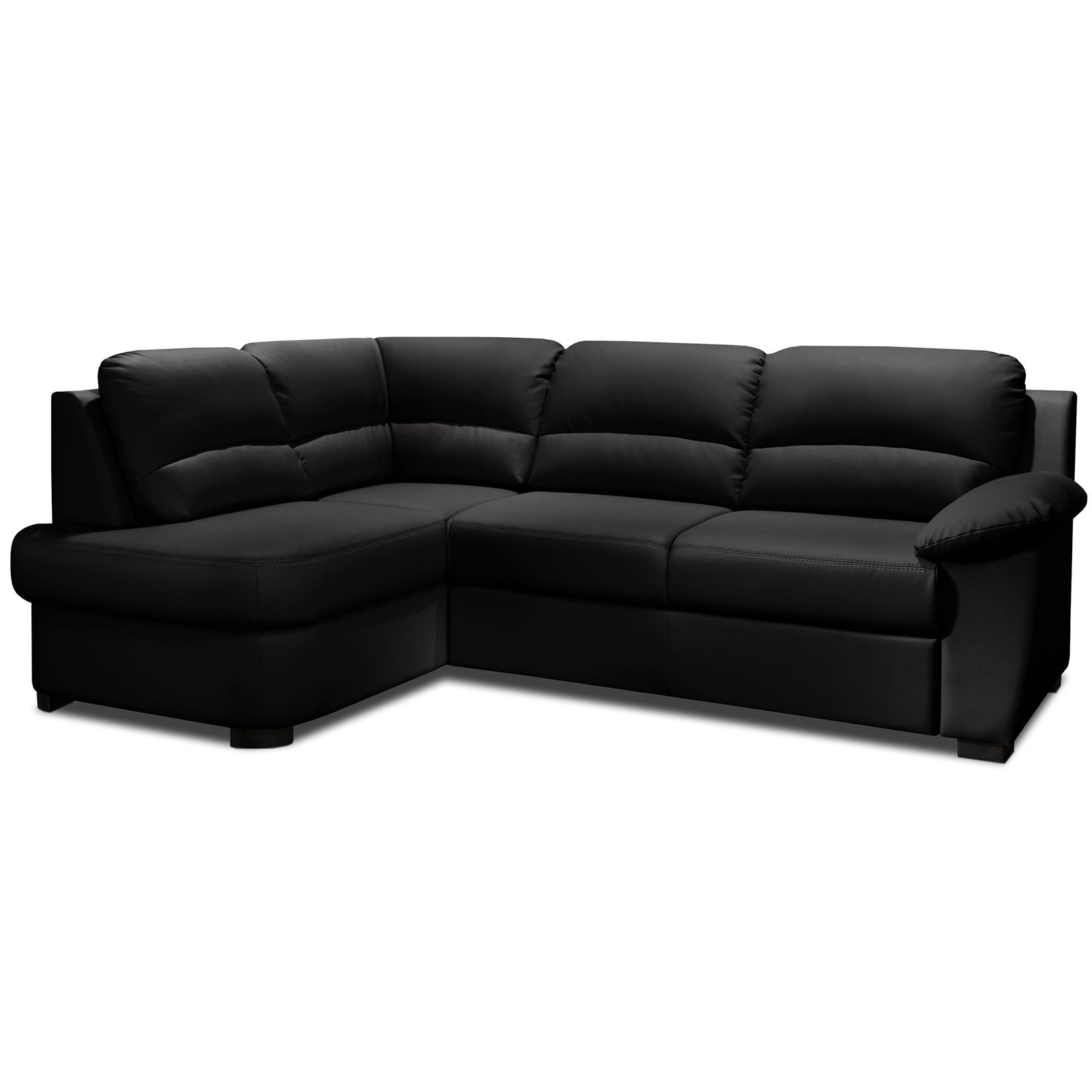 Ecksofa - black - Kunstleder - Basismodell - Ottomane links