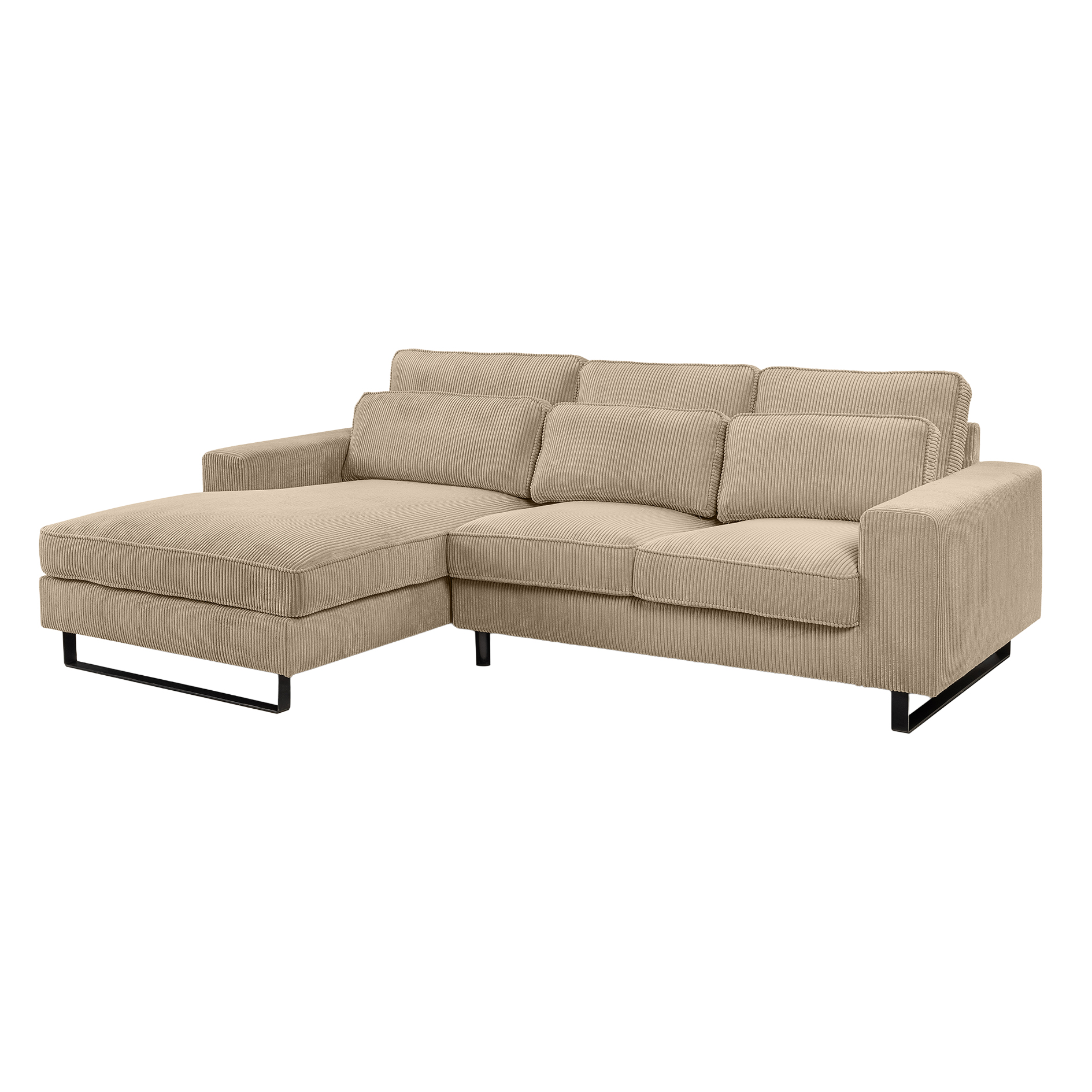 Ecksofa BOLIVIA - beige - Cord - Recamiere links