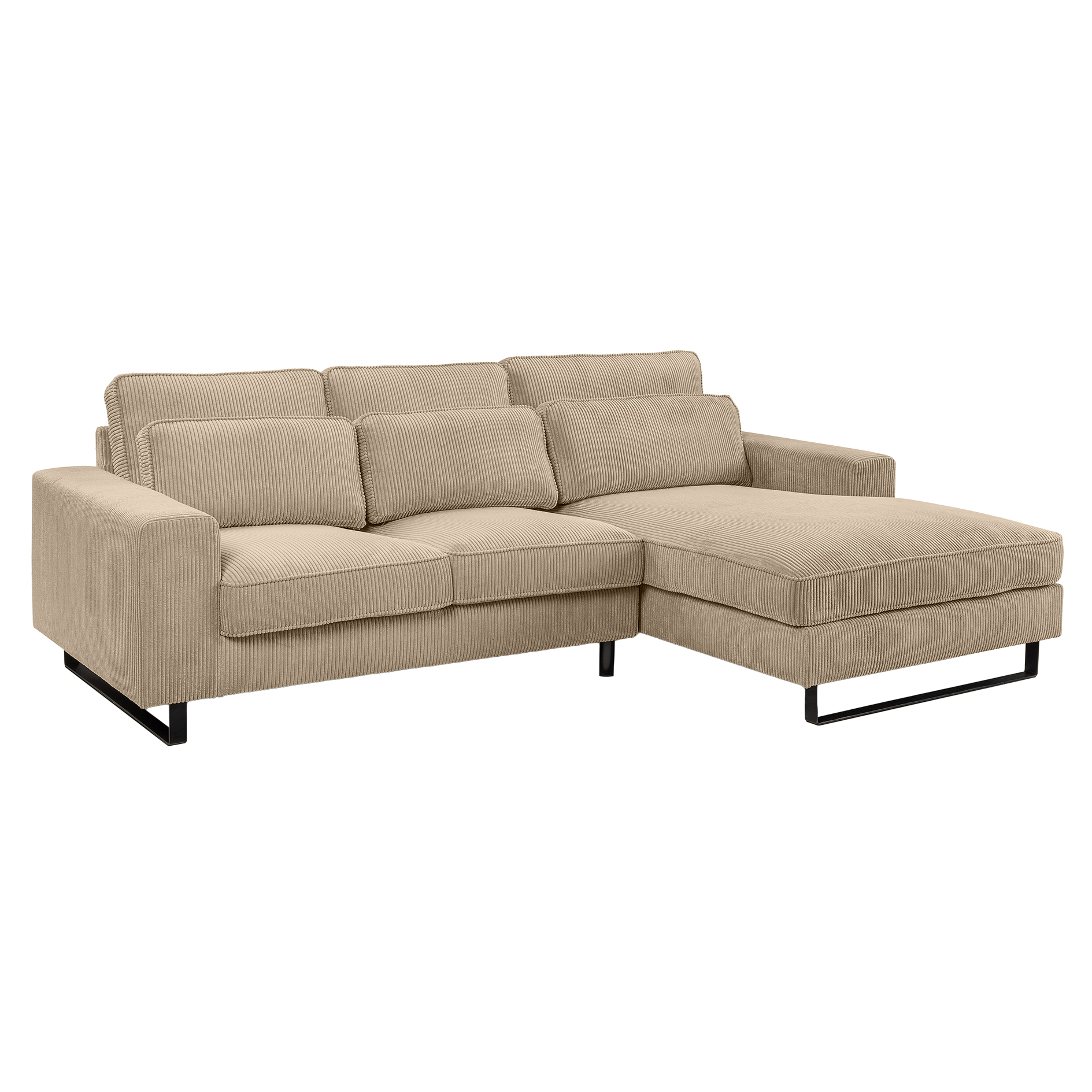 Ecksofa BOLIVIA - beige - Cord - Recamiere rechts