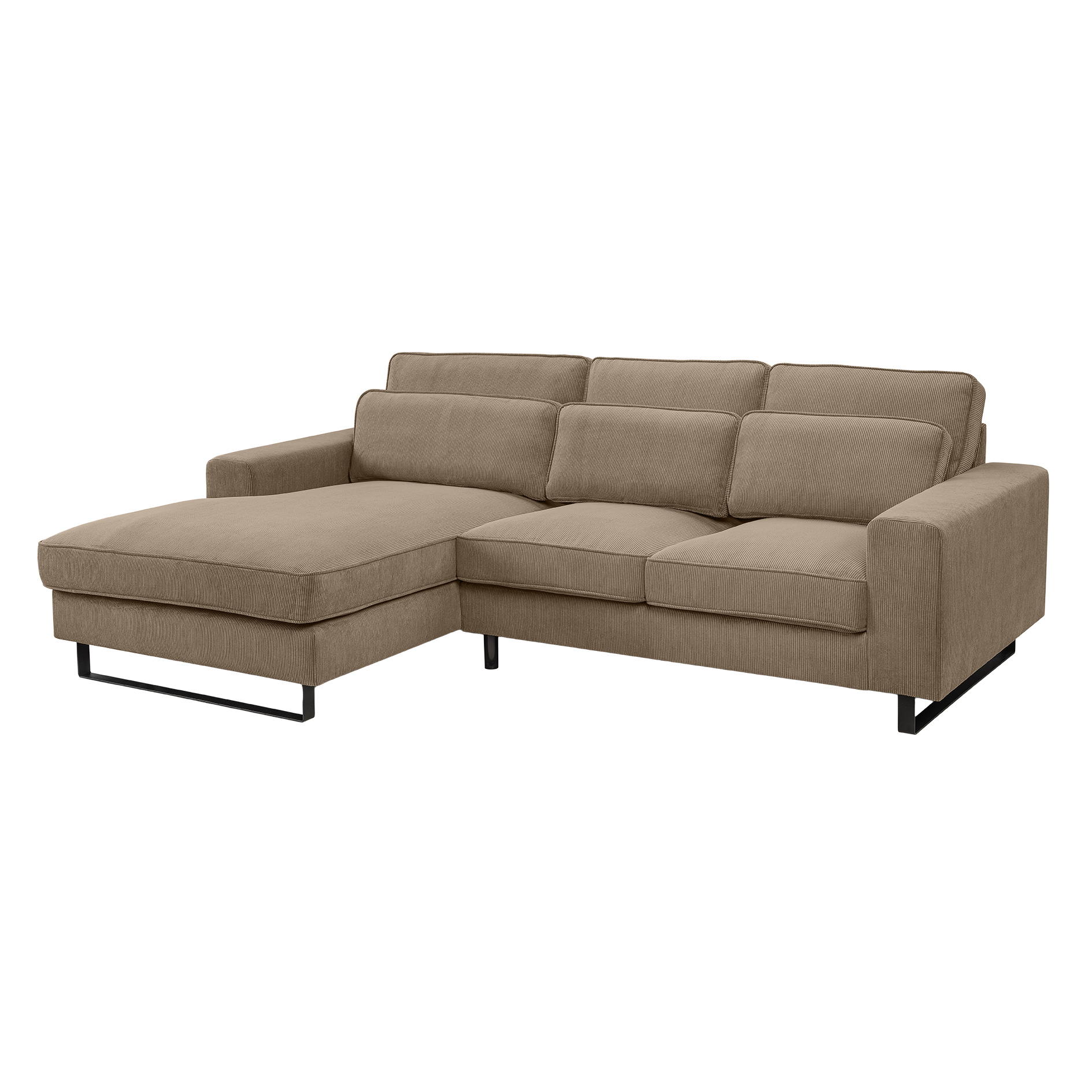 Ecksofa BOLIVIA - braun-beige - Cord - Recamiere links