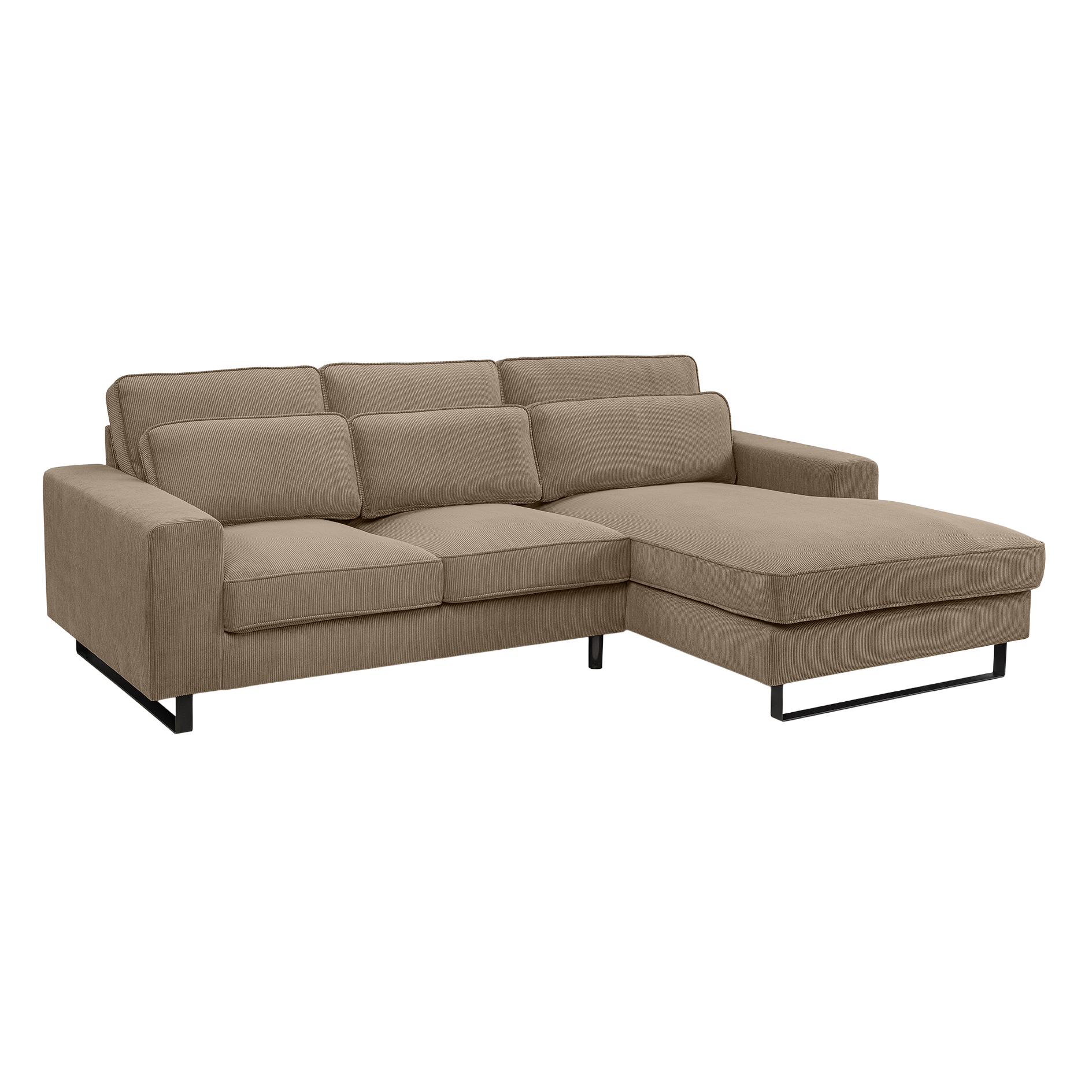 Ecksofa BOLIVIA - braun-beige - Cord - Recamiere rechts
