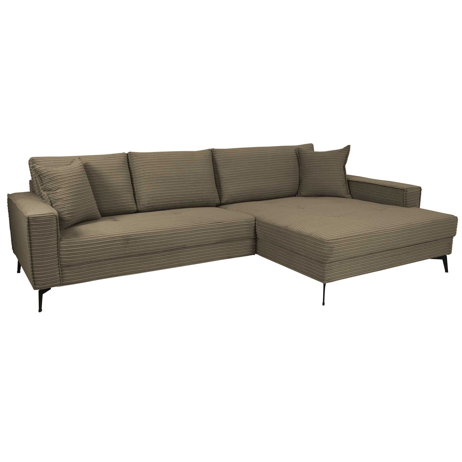 Ecksofa - brown - Cord - Recamiere rechts