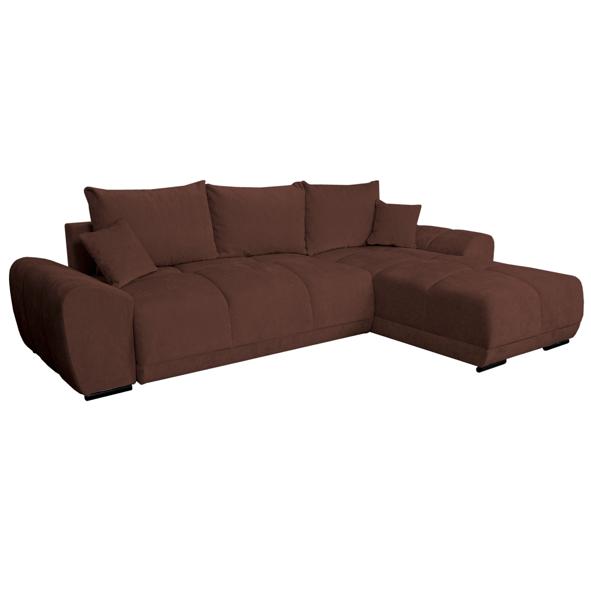 Ecksofa - brown - Liegefunktion - Staukasten - Webstoff