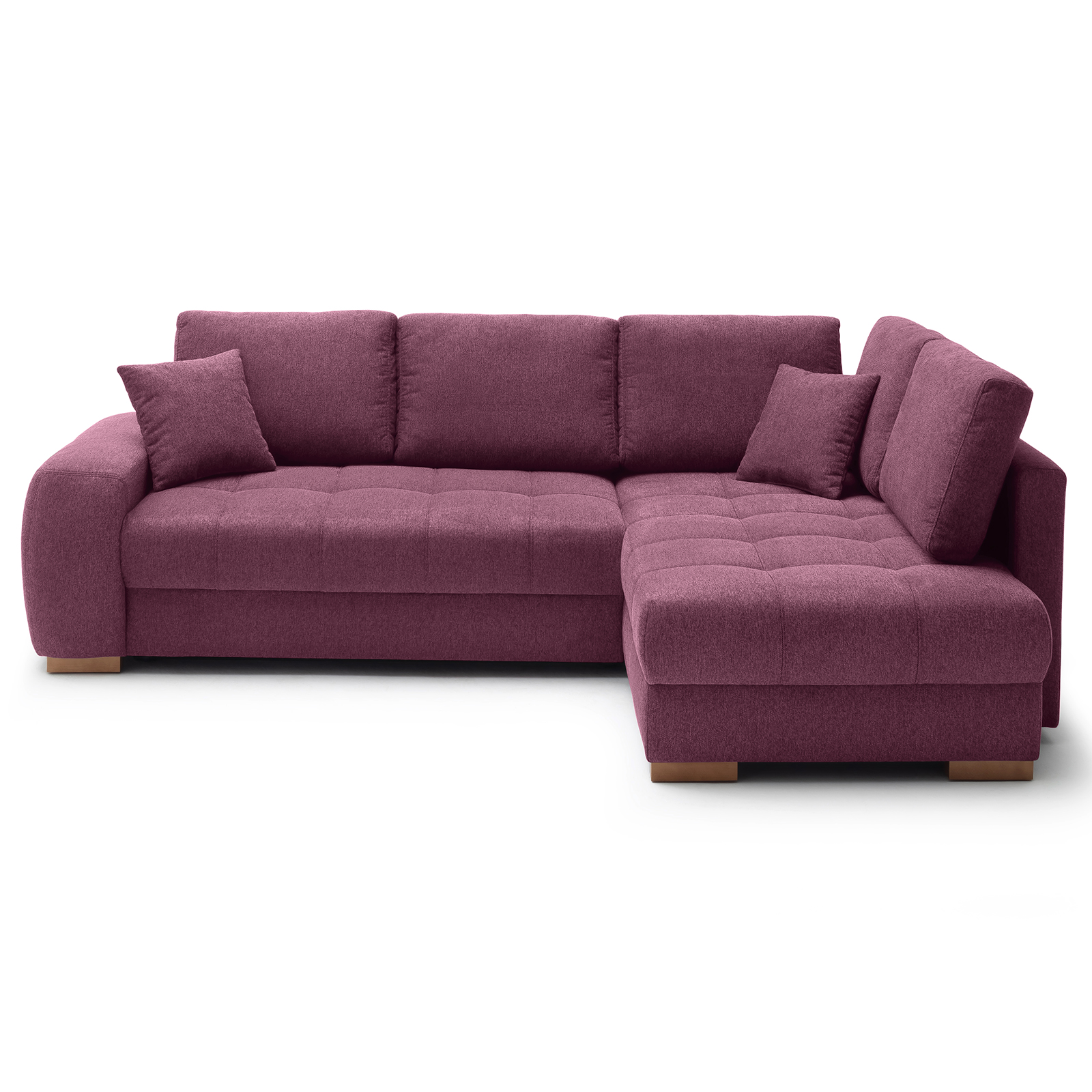 Ecksofa - burgundy - Boxspringfederung - Liegefunktion - Holzfüße ...