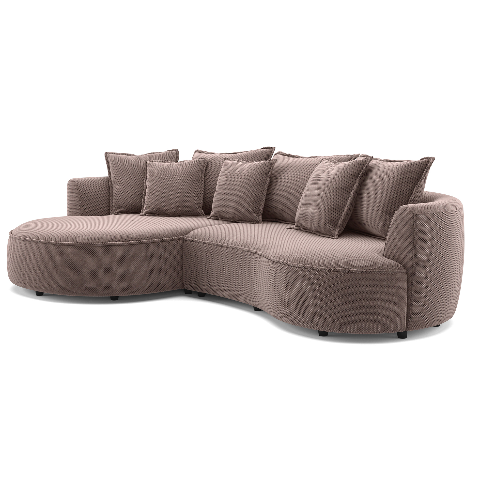 Ecksofa - cacao - Samt - 287 cm - Recamiere links