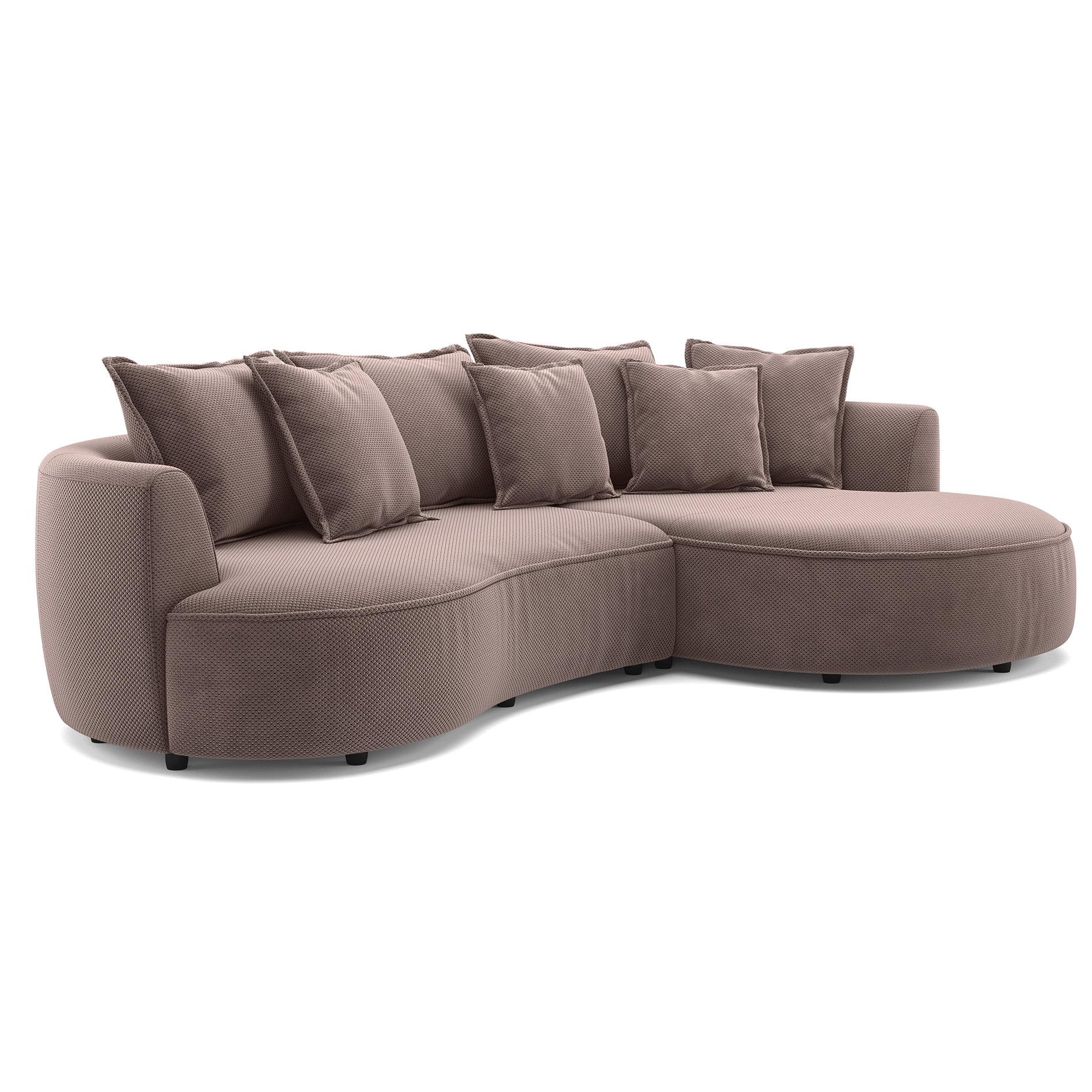 Ecksofa - cacao - Samt - 287 cm - Recamiere rechts