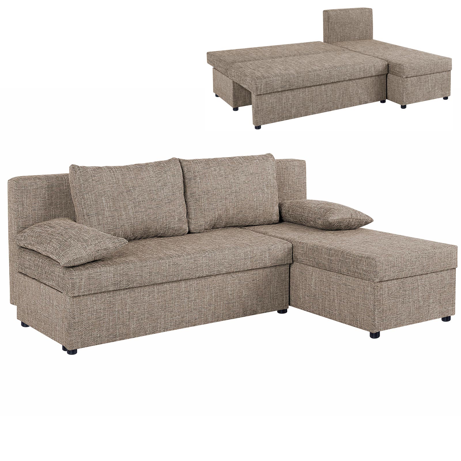 Ecksofa - cappuccino - Webstoff - mit Liegefunktion