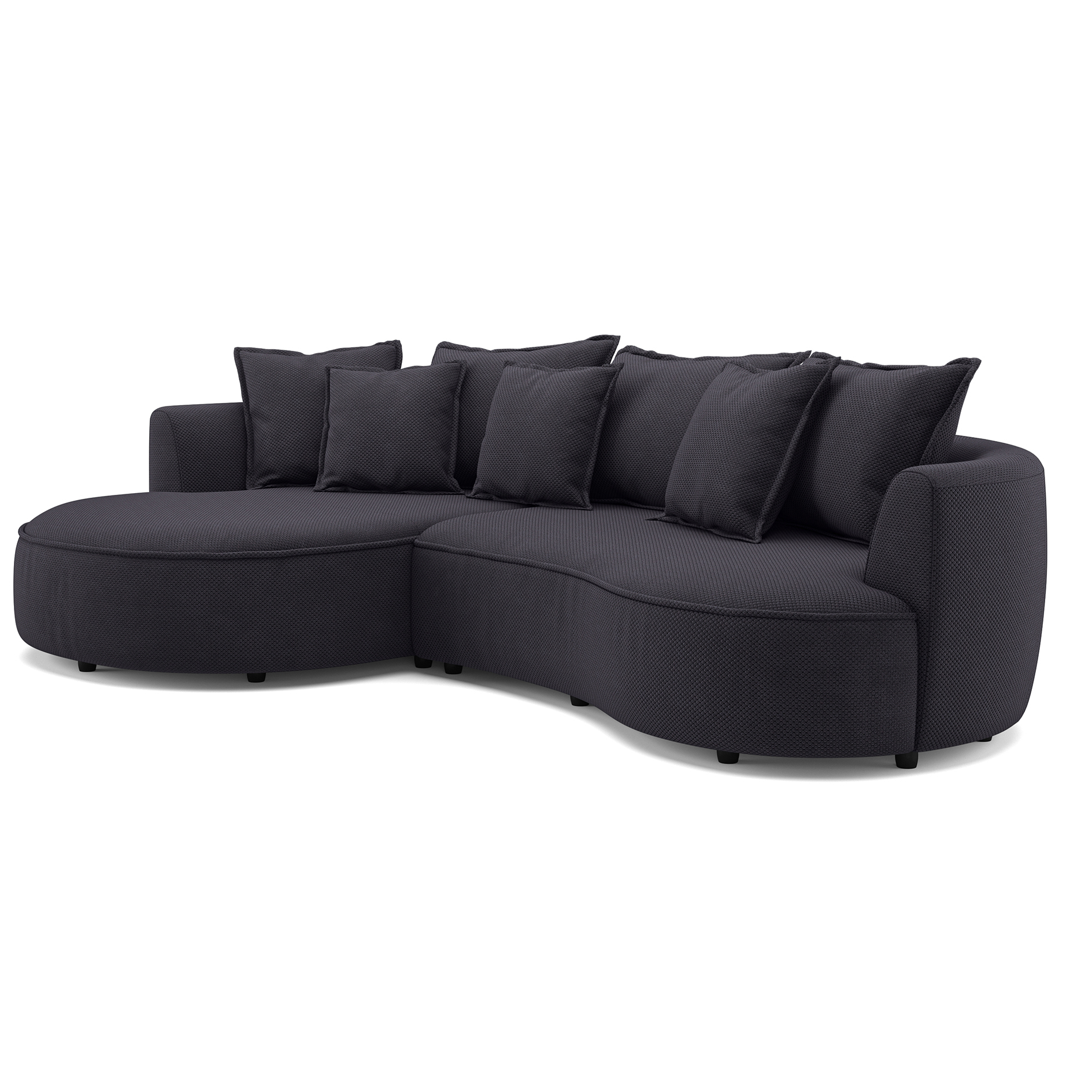 Ecksofa - charcoal - Samt - 287 cm - Recamiere links