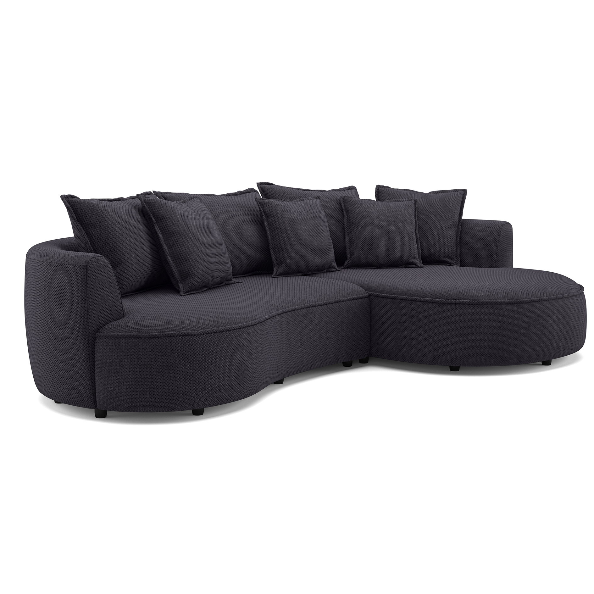 Ecksofa - charcoal - Samt - 287 cm - Recamiere rechts