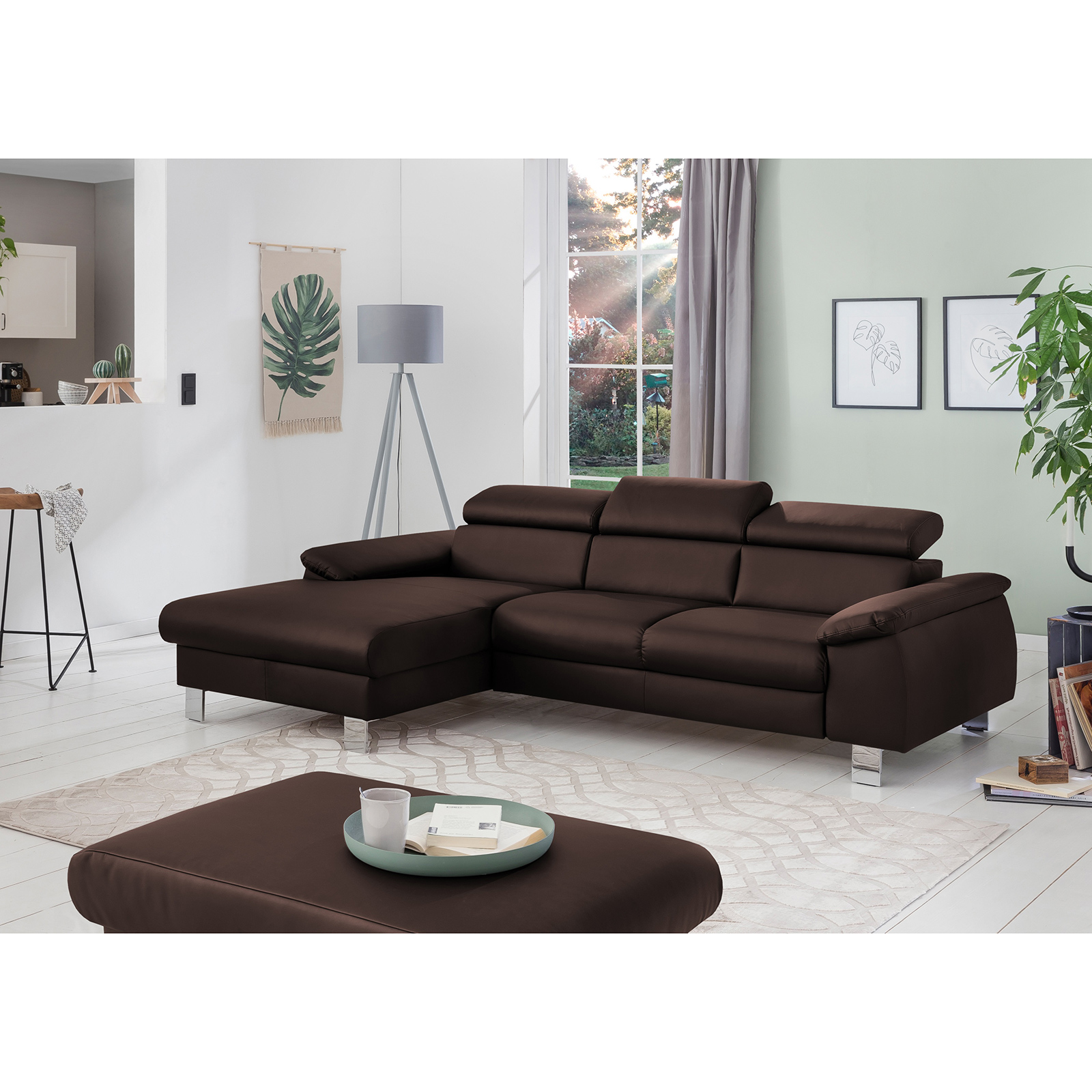Ecksofa - coffee - Kopfteilverstellung - Recamiere links