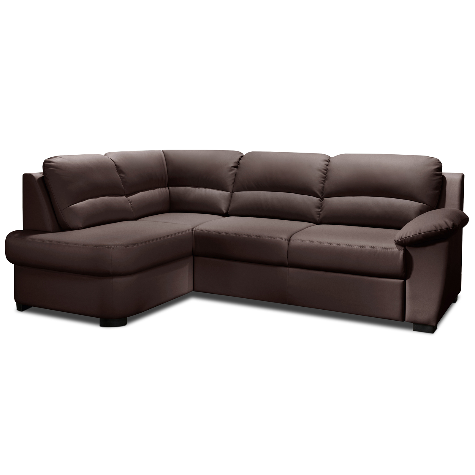Ecksofa - coffee - Kunstleder - Basismodell - Ottomane links