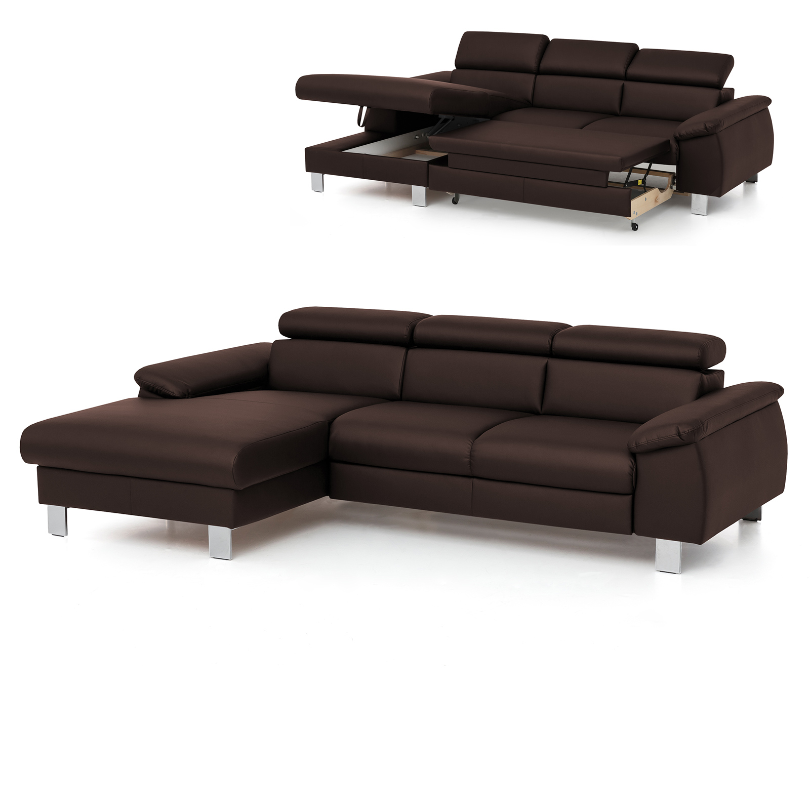 Ecksofa - coffee - Liegefunktion - Recamiere links