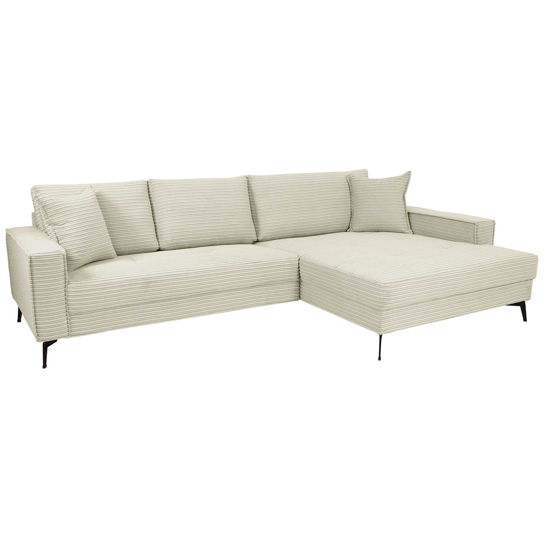 Ecksofa - cream - Cord - Recamiere rechts