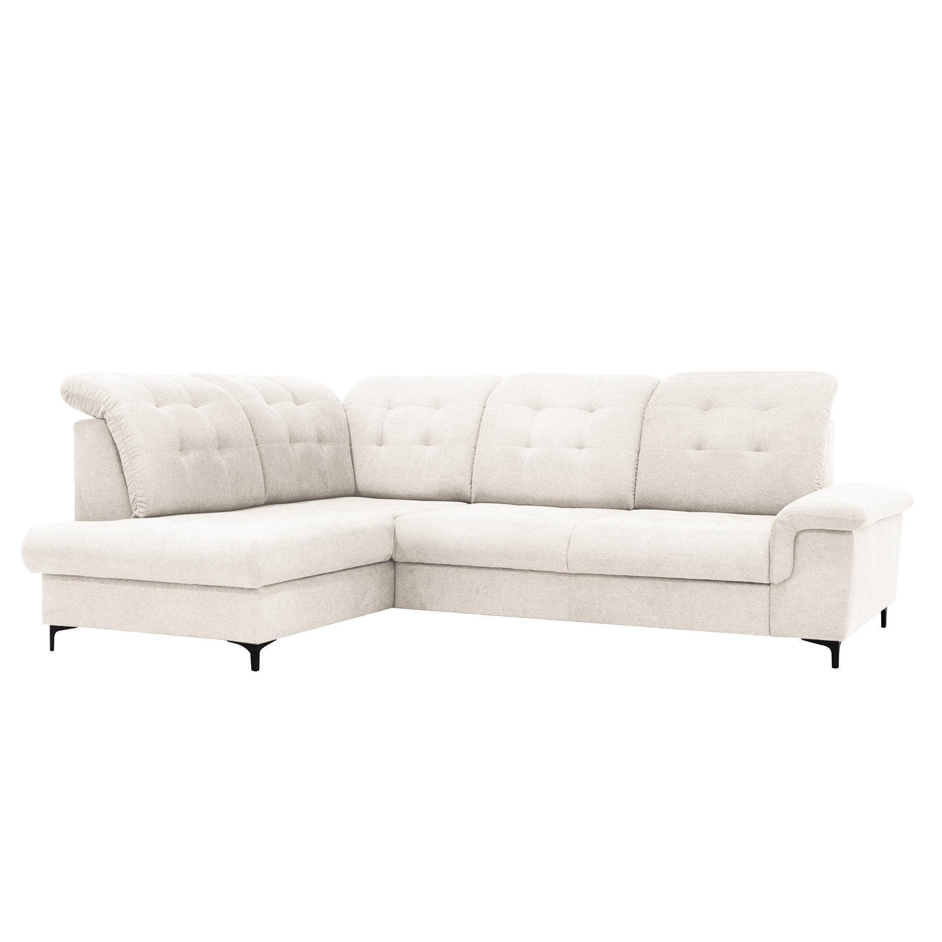 Ecksofa - cream - Liegefunktion - Staukasten - Ottomane links