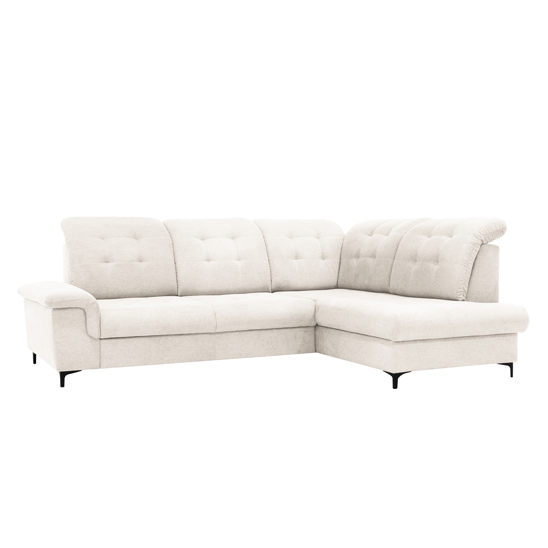 Ecksofa - cream - Liegefunktion - Staukasten - Ottomane rechts