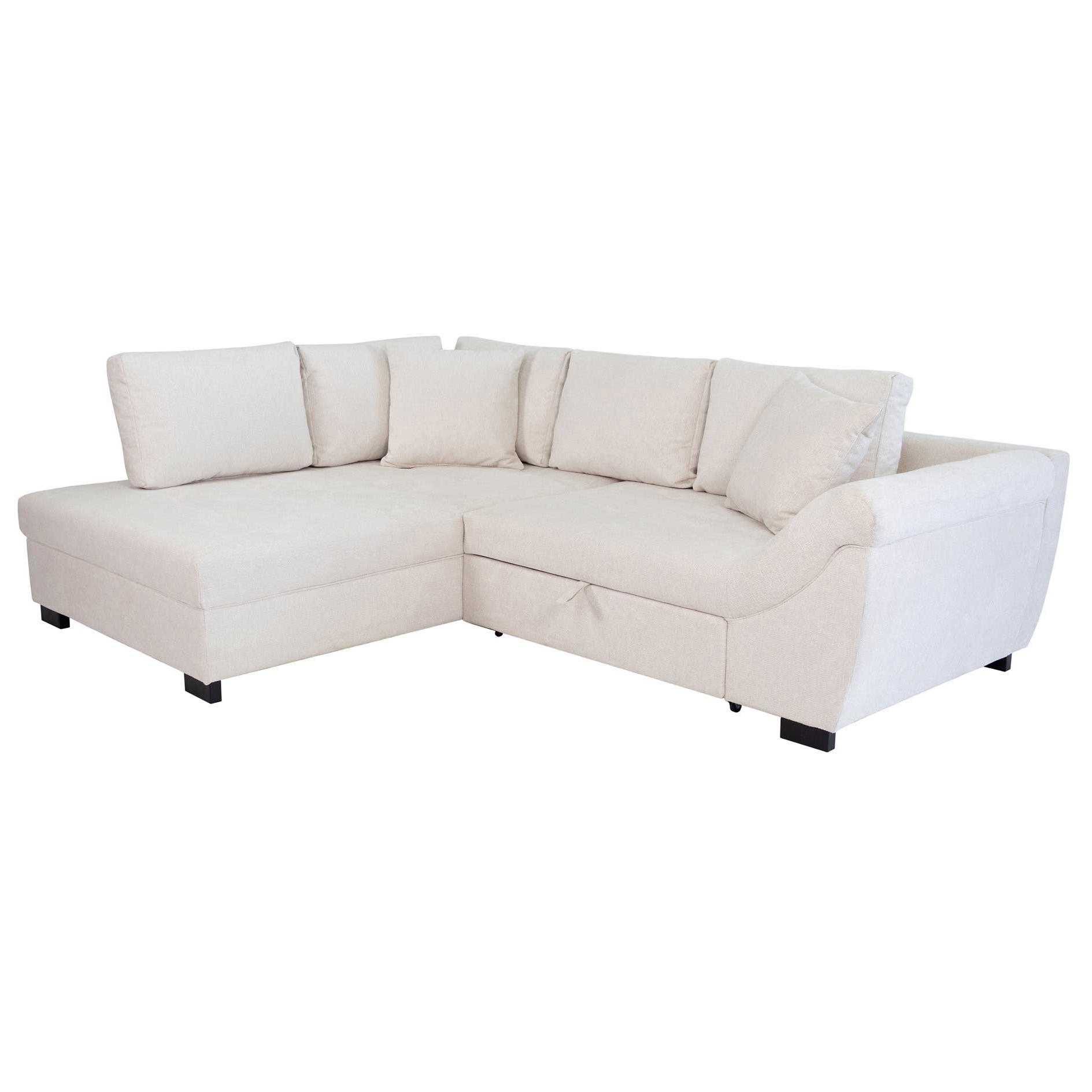 Ecksofa - cream - Liegefunktion - Strukturgewebe - Ottomane links