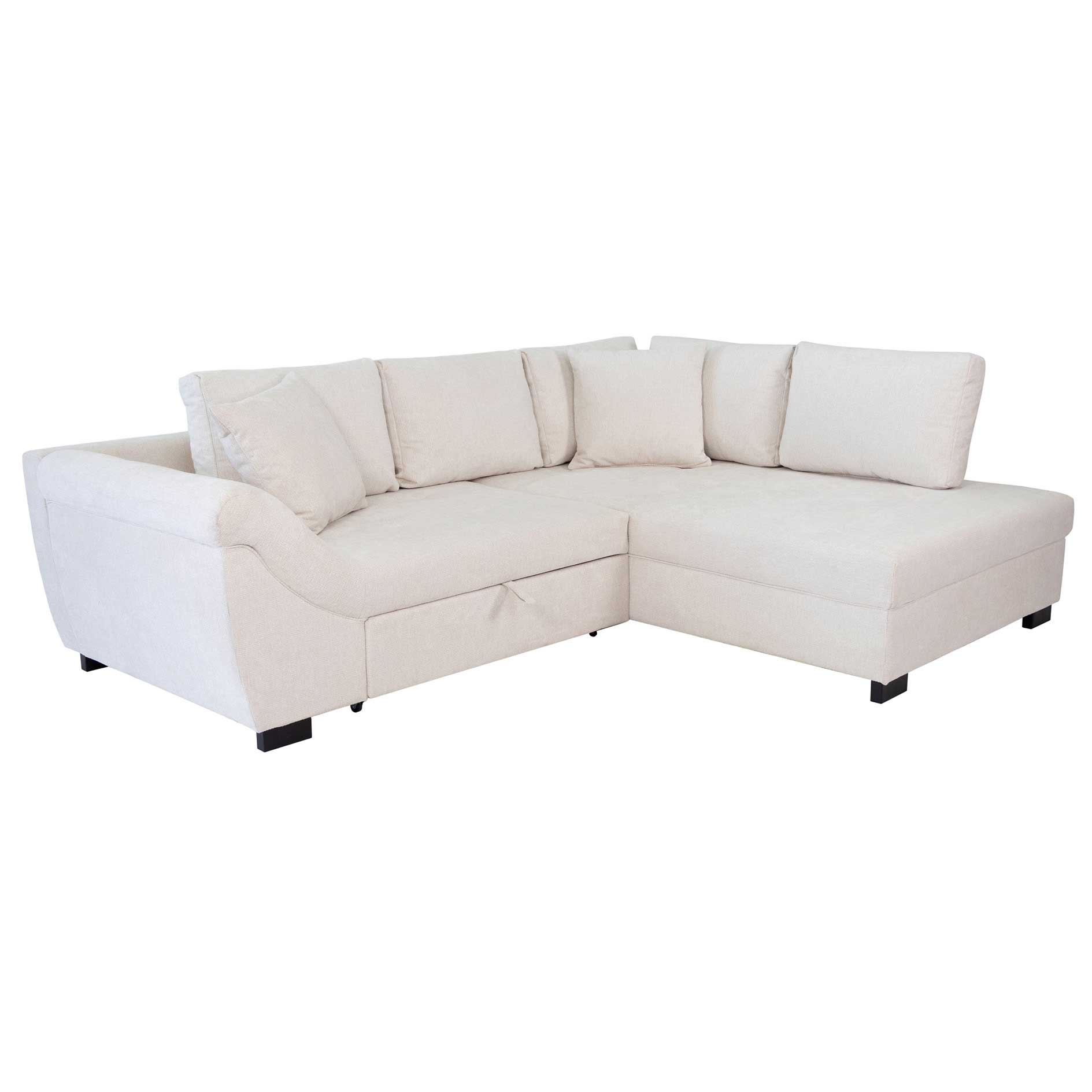 Ecksofa - cream - Liegefunktion - Strukturgewebe - Ottomane rechts