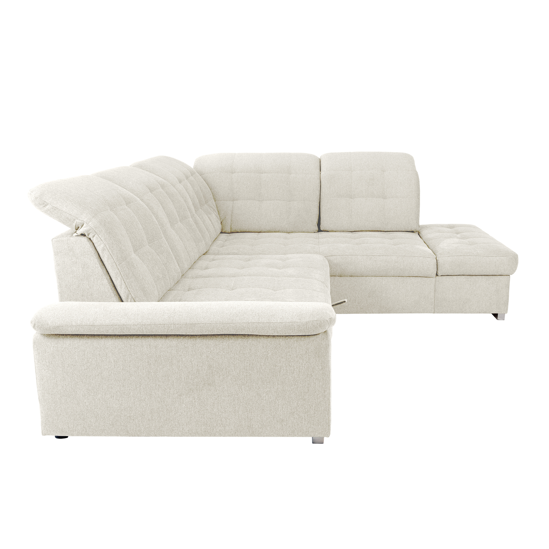Ecksofa - cream - Liegefunktion und Staukasten - Ottomane rechts