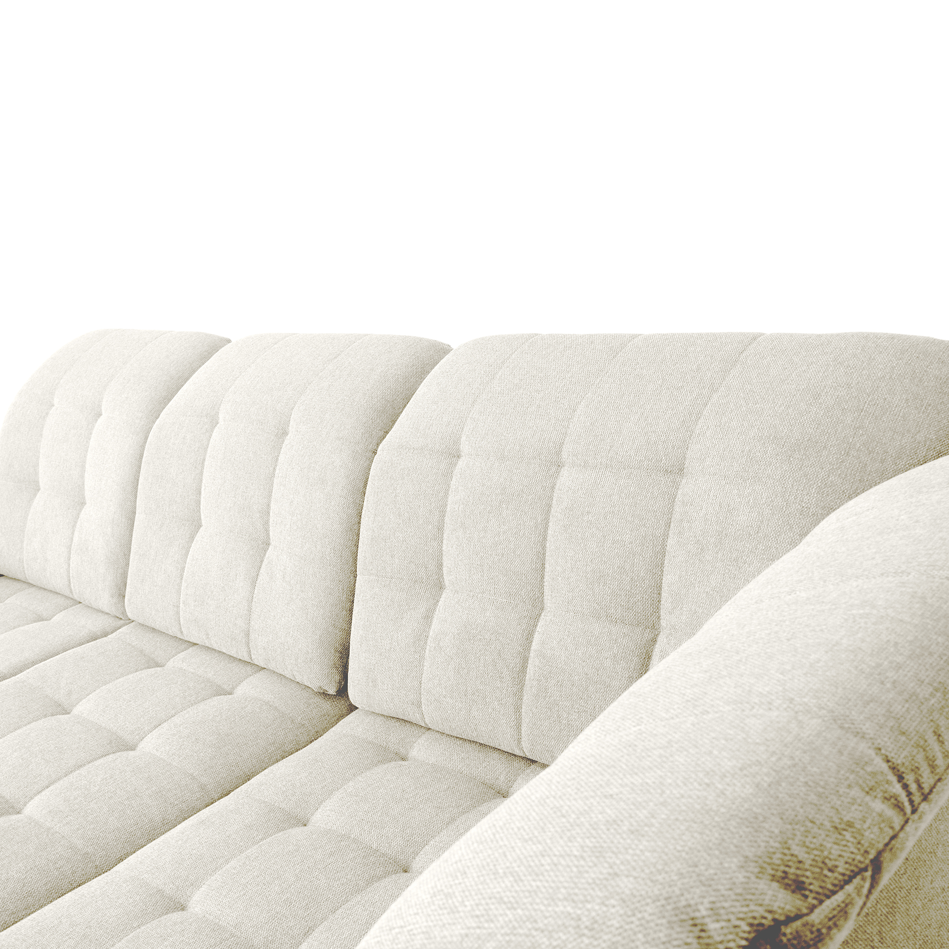 Ecksofa - cream - Liegefunktion und Staukasten - Ottomane rechts