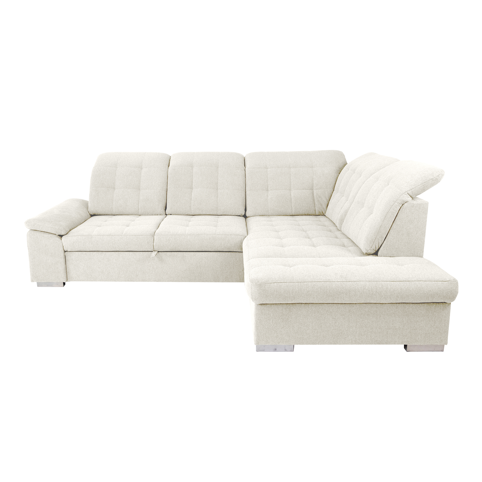 Ecksofa - cream - Liegefunktion und Staukasten - Ottomane rechts