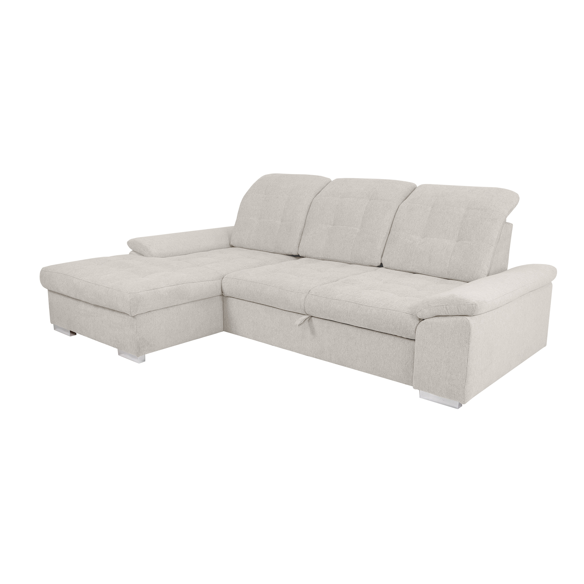 Ecksofa - cream - Liegefunktion und Staukasten - Recamiere links