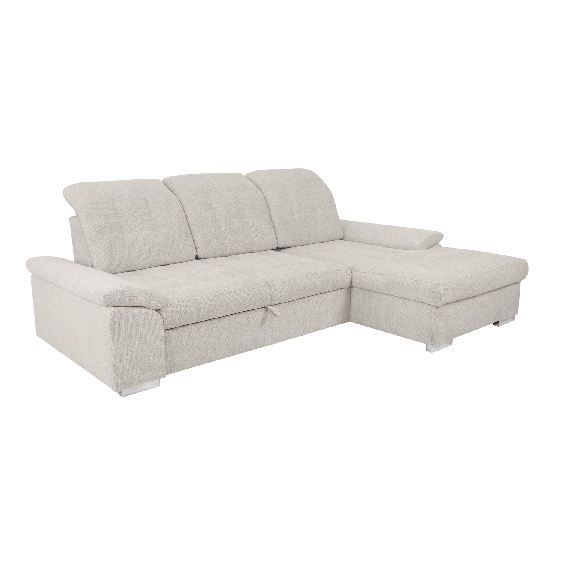 Ecksofa - cream - Liegefunktion und Staukasten - Recamiere rechts