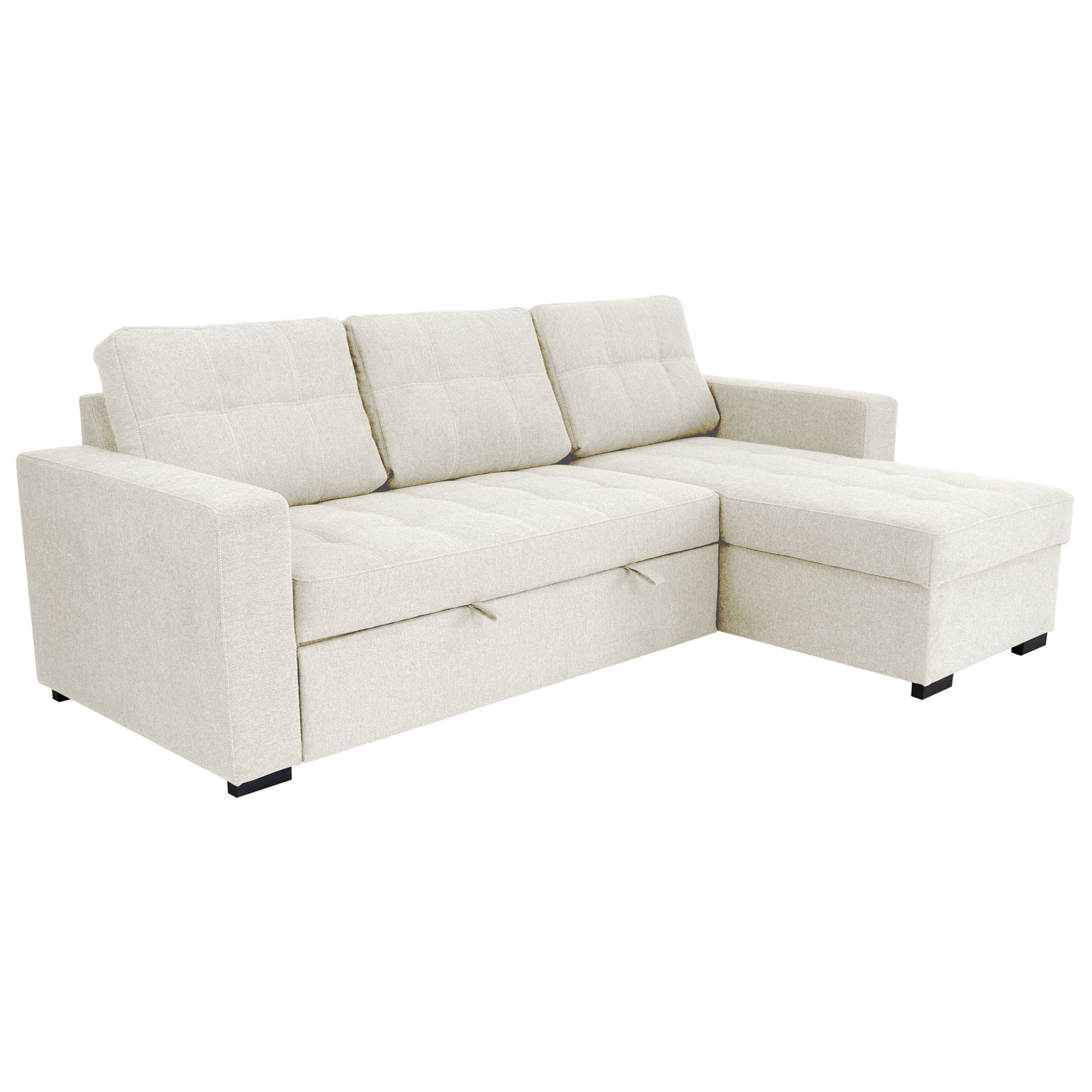 Ecksofa - cream - Liegefunktion und Staukasten
