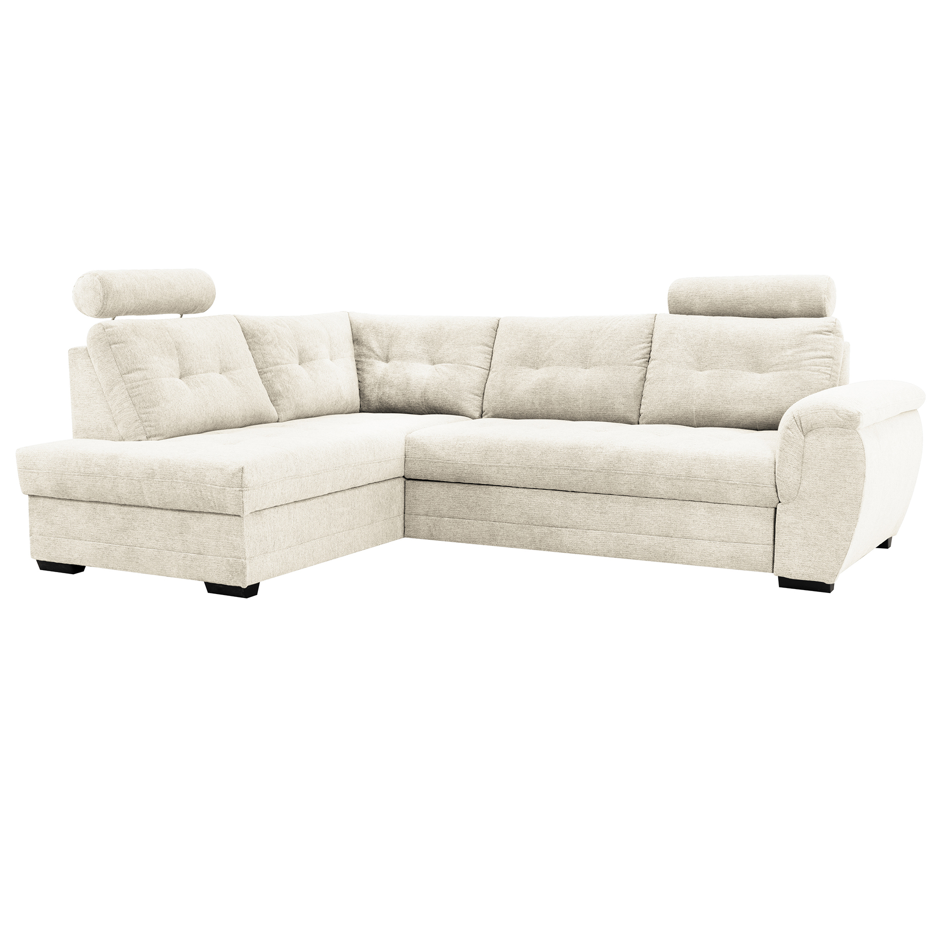 Ecksofa - cream - Microfaser - Liegefunktion - Staukasten links